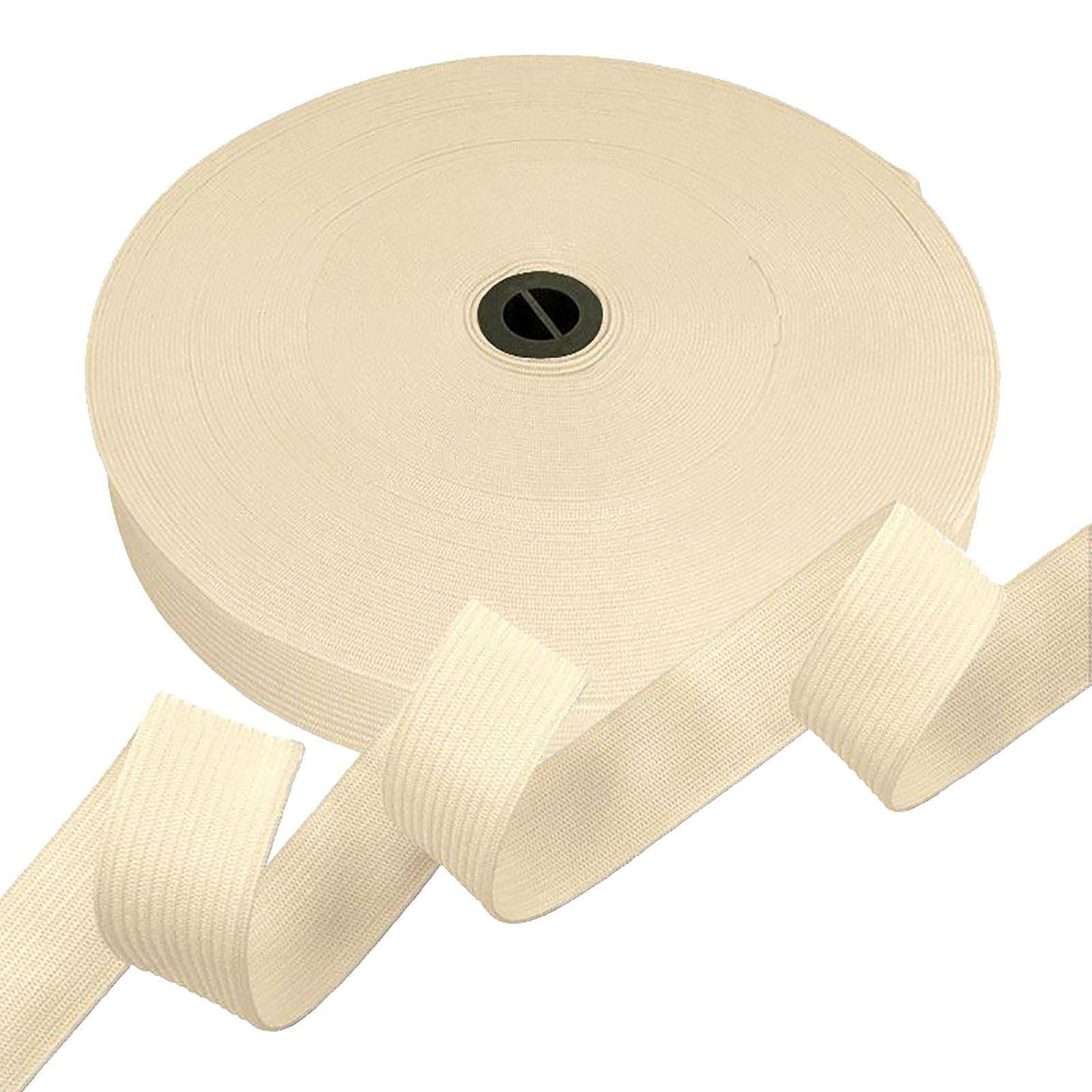 maDDma Gummiband 25m Gummiband Gummilitze 20mm flach gestrickt Stretch Elastisch, 122 creme