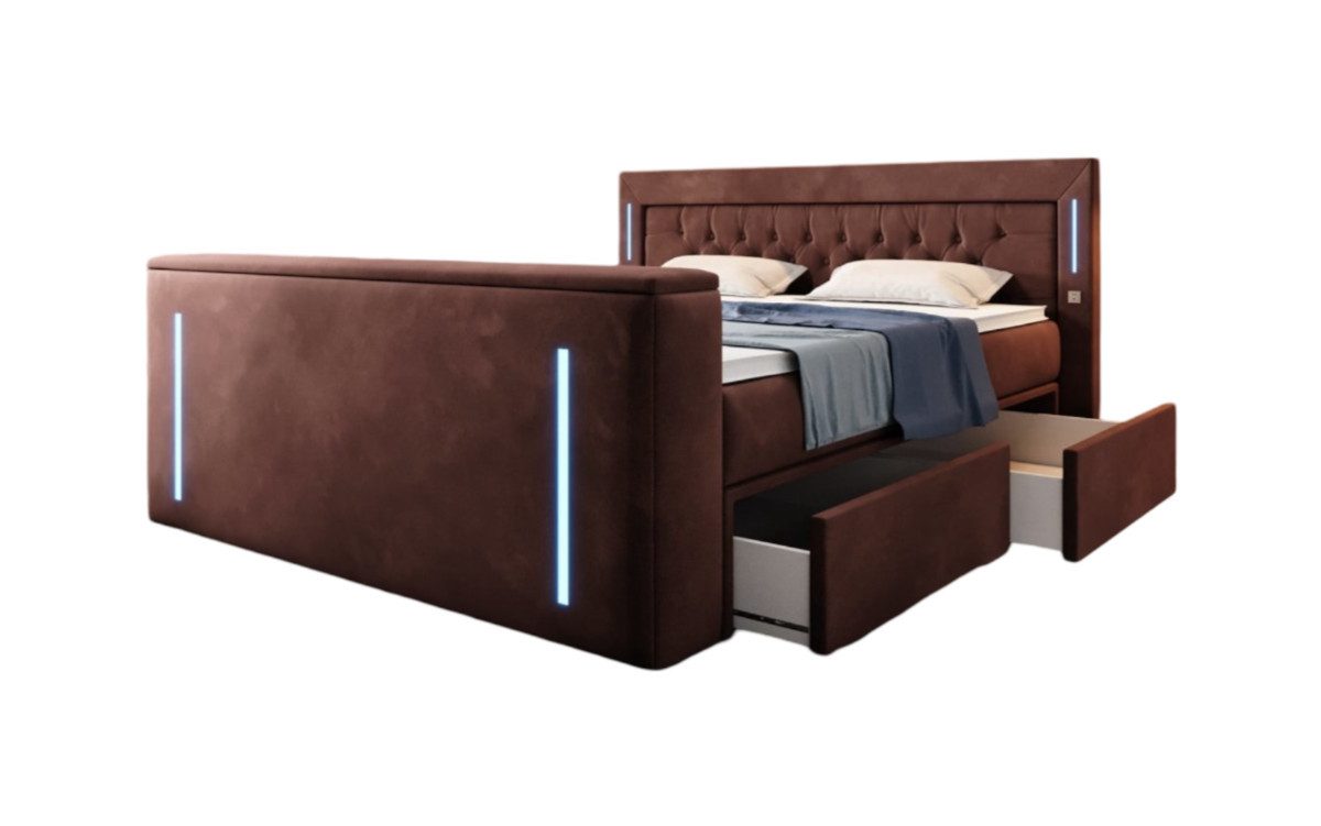 Luxusbetten24 Boxspringbett Divaneo, mit TV Lift und Stauraum (2 Schubladen)