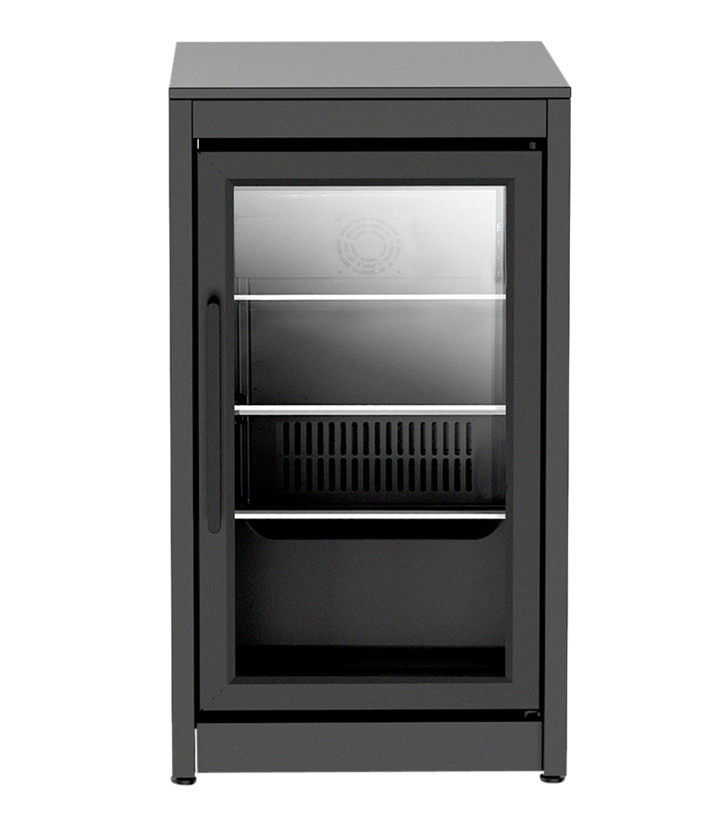 COZZE Outdoor-Küche Outdoor Kühlschrank Elements 63 l, 45 x 43 x 74 cm, schwarz, für die Außenküche, Schutzart IP44, mit 3 Glasablagen