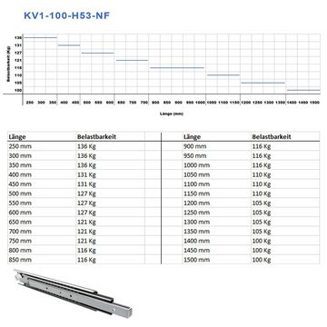 SO-TECH® Auszug Vollauszug 100 kg 250 - 1500 mm KV1-100-H53-NF von JUNKER (2 St)