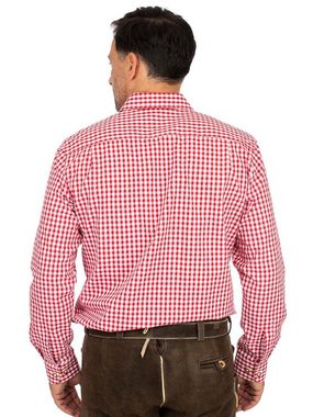 OS-Trachten Trachtenhemd Karo Langarmhemd FREISING rot (Regular Fit)