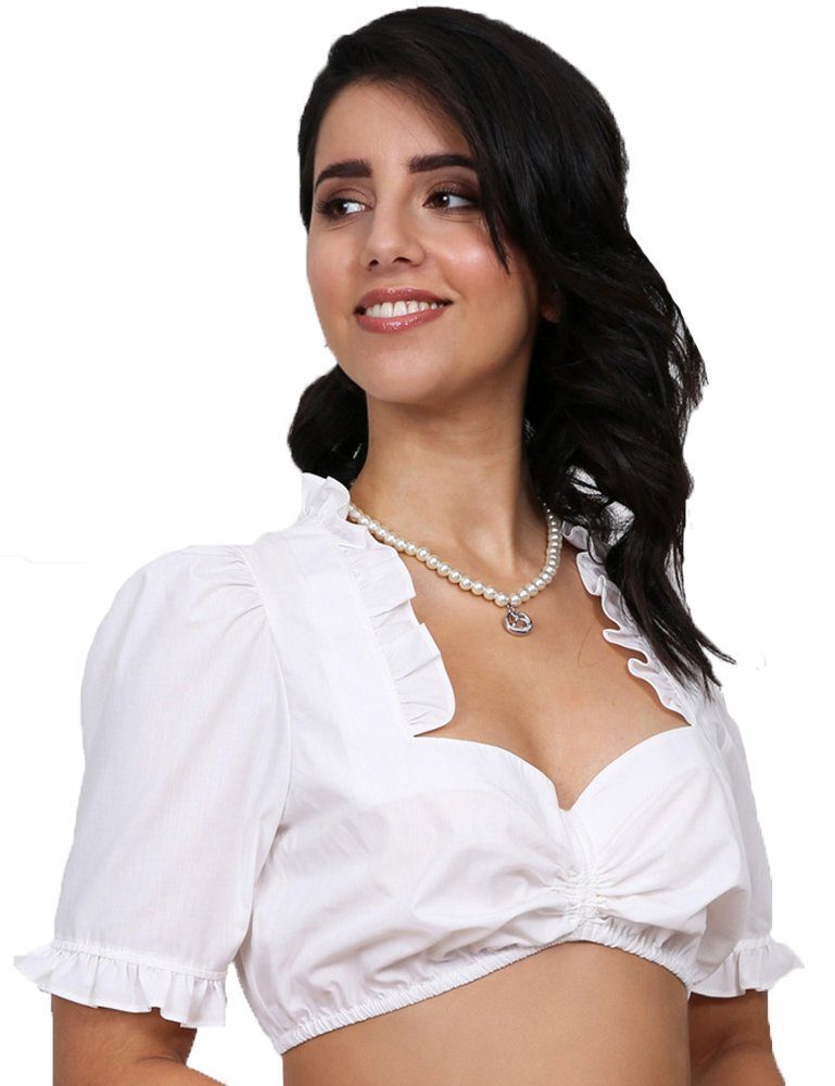 Dirndlbluse 'Negra' Halbarm mit Rüschen 42940, Ecru