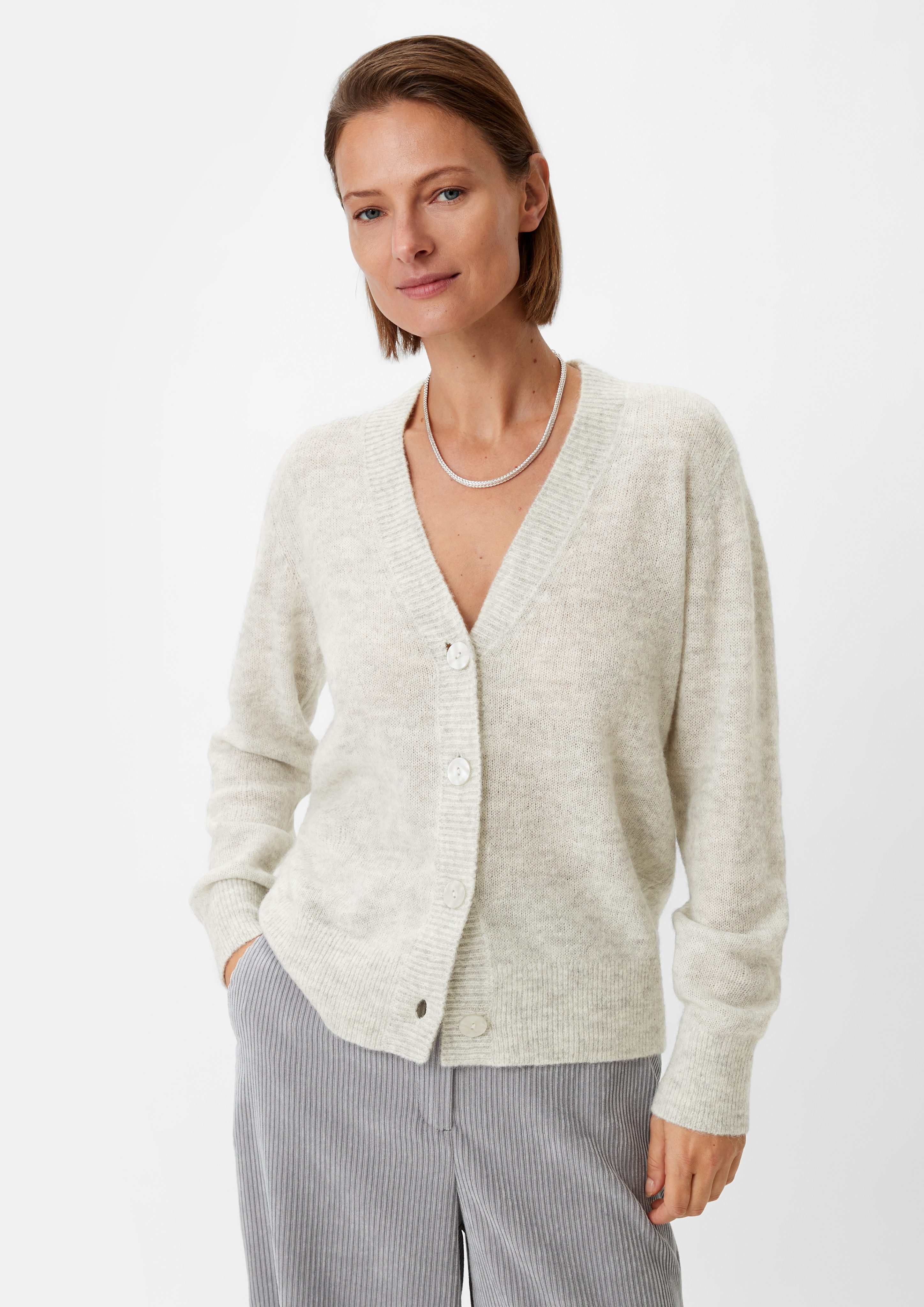 Comma Strickjacke Cardigan aus Alpakamix Rippbündchen