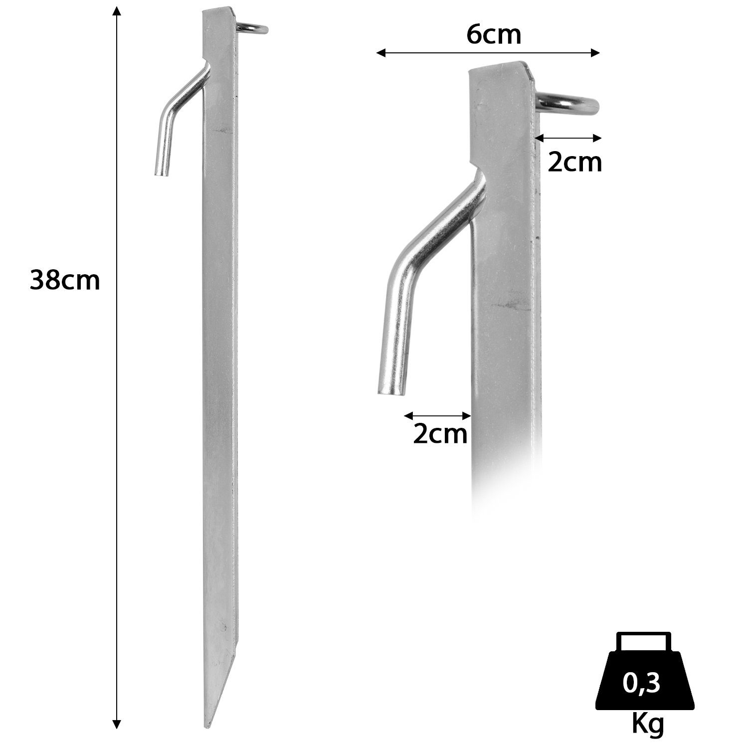 Moritz Zelthering 1x Mont Blanc Hering Zelthering 380 mm, Erdnagel Zelthering Erdanker Bodenanker Zeltbefestigung