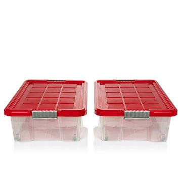 BigDean Aufbewahrungsbox 2x Unterbettkommode Aufbewahrungsbox mit Deckel 25L rot 60x40x17,5cm (2 St)