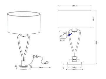 meineWunschleuchte LED Tischleuchte, LED wechselbar, Warmweiß, große Nachttisch-lampe Lampenschirm-e Stoff Design-klassiker Höhe 58cm
