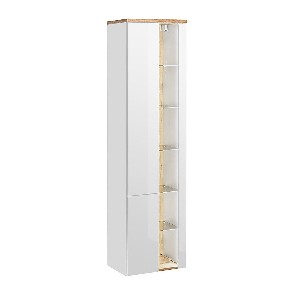 Lomadox Hochschrank BERMUDA-56 weiß Hochglanz mit günstig online kaufen