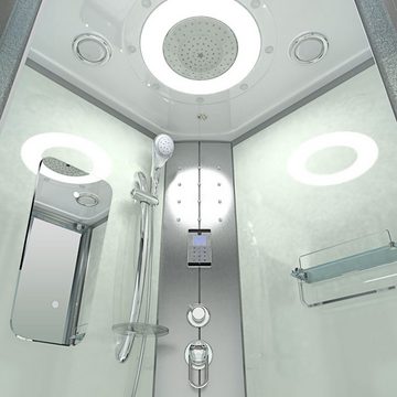 AcquaVapore Komplettdusche Duschkabine Dusche D46-10M0 Weiß 90x90, Sicherheitsglas ESG, inklusive Duschwanne