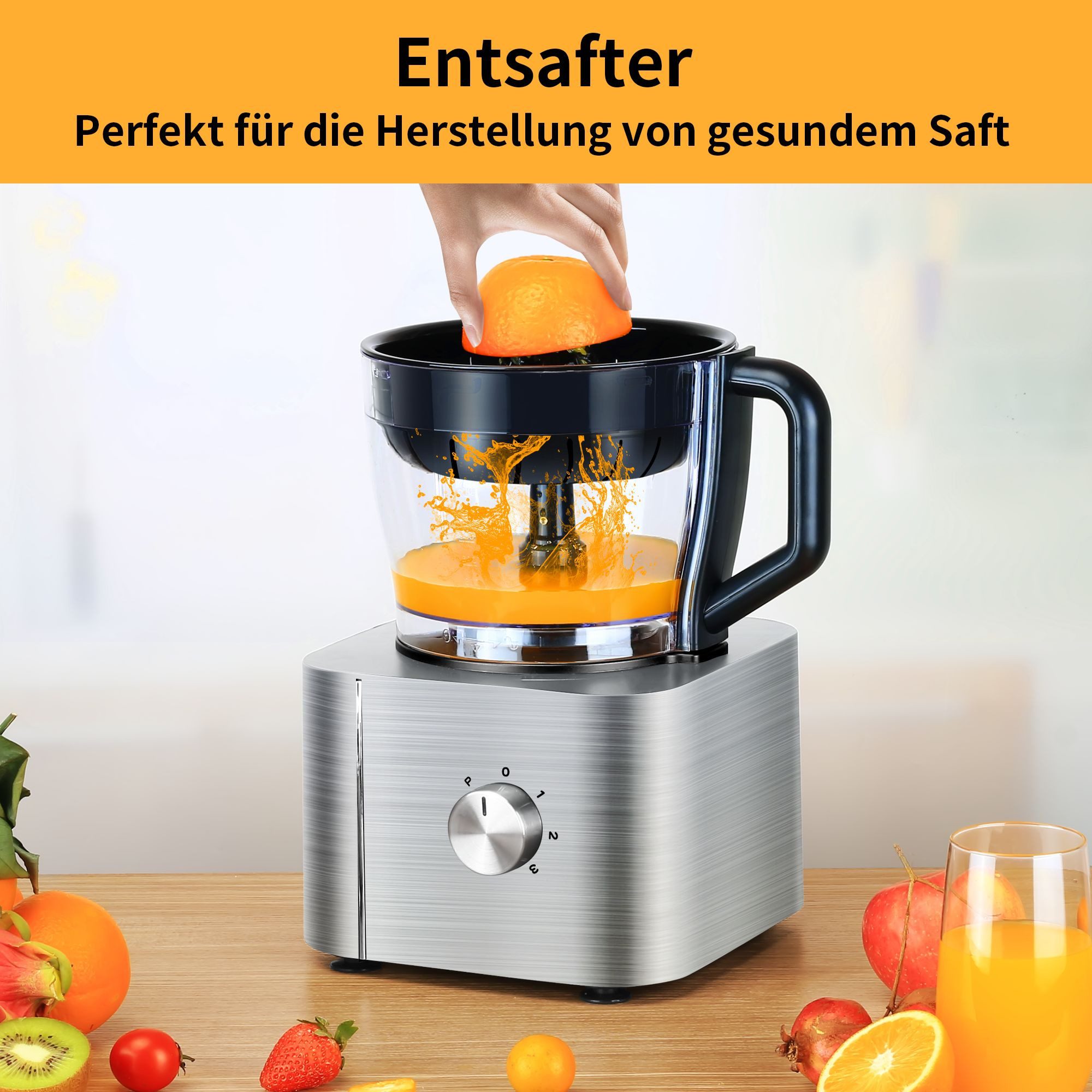 SNDOAS Küchenmaschine, 1100 W, 3,2 l Schüssel, mit Hacken, Schneiden, Kneten, Entsaften, 3 Geschwindigkeiten