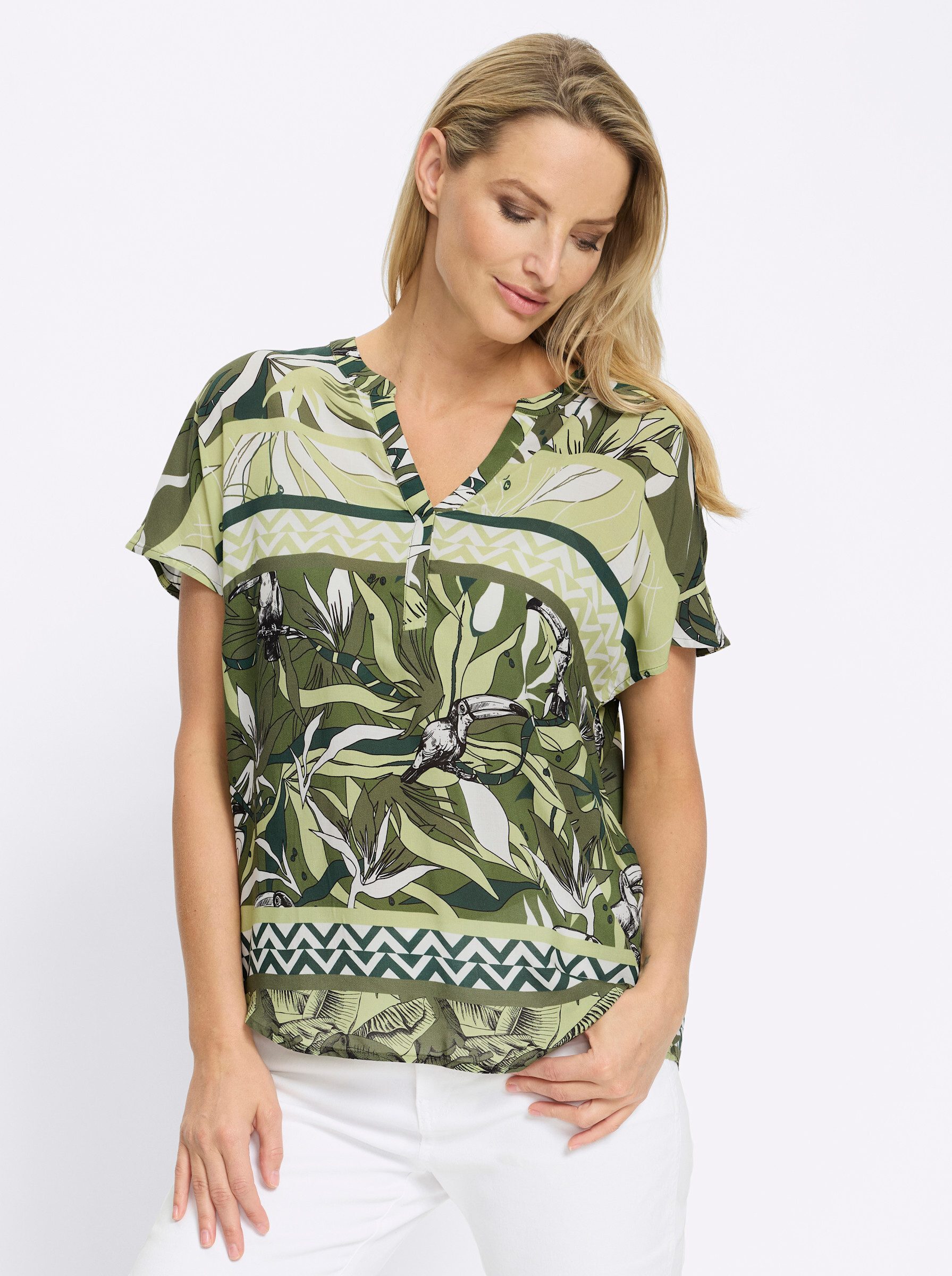 Klassische Bluse Druck-Bluse Kurzarm