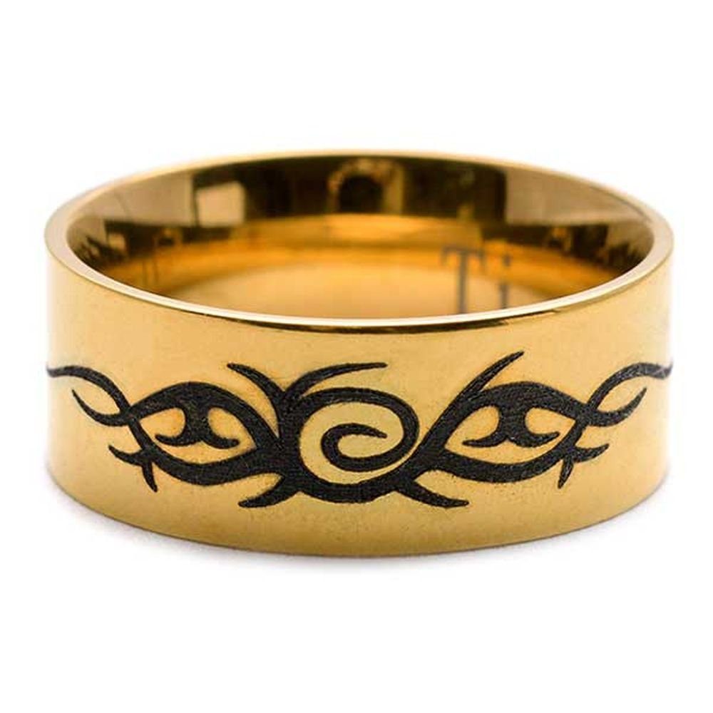 Kingka Fingerring "Tribal Tattoo" Ring aus Titan mit Laser Design