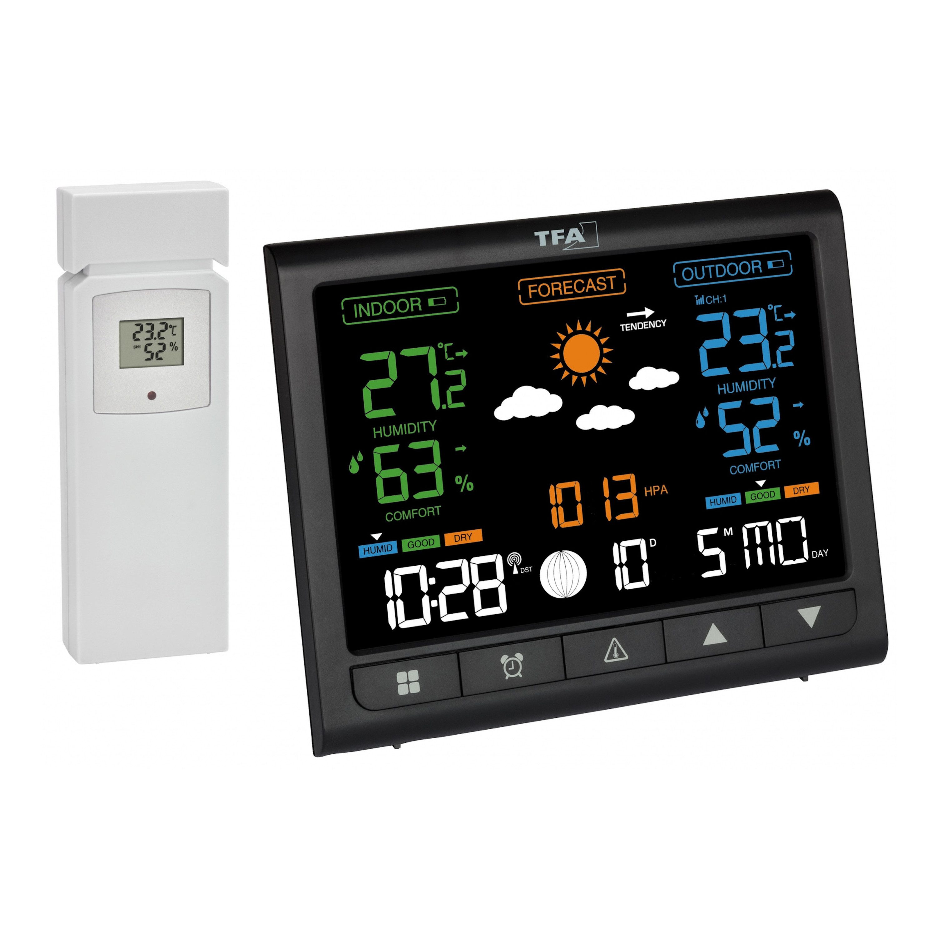 TFA Dostmann TFA 35.1171.01 Contrast mit VA Farbdisplay und Wetterprognose Funkwetterstation