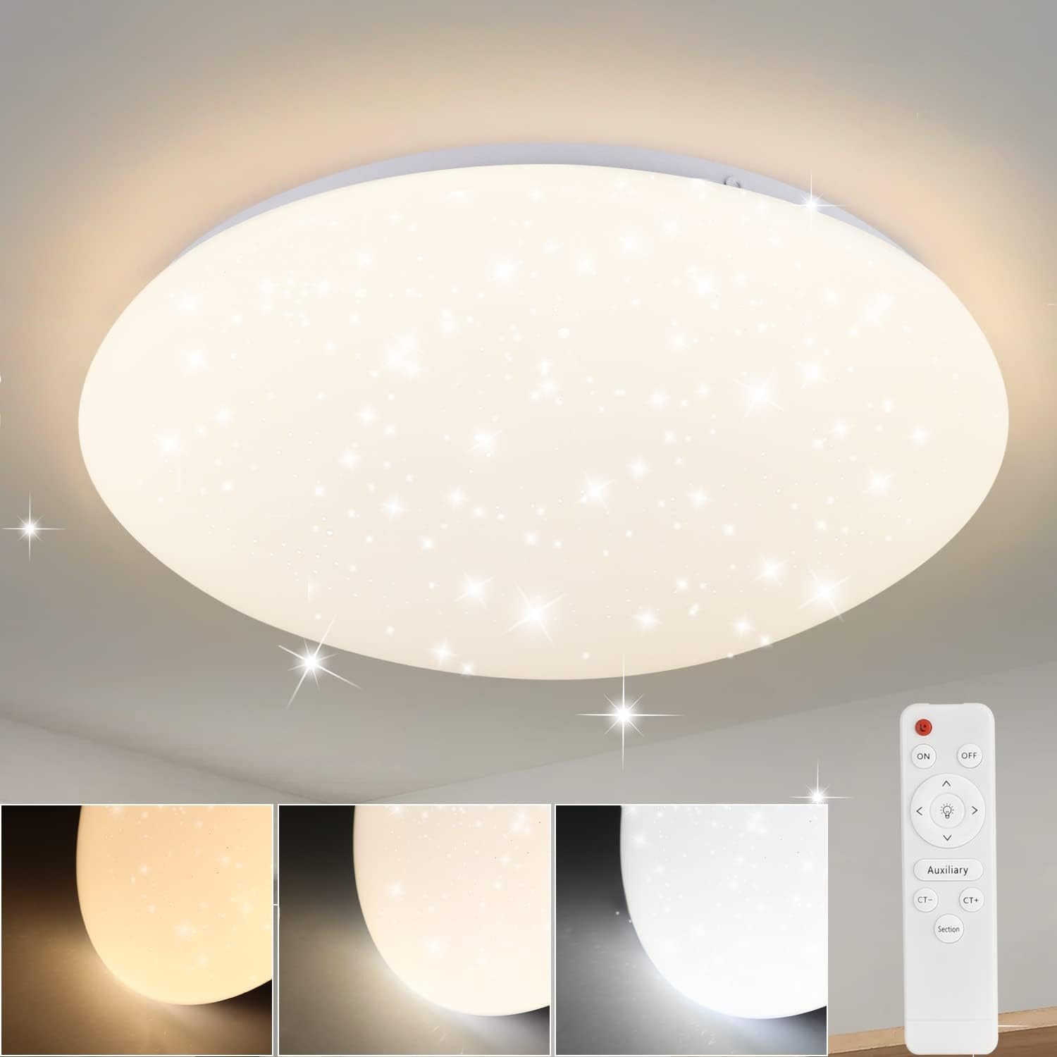 ZMH LED Deckenleuchte Whonzimmer Rund Deckenlampe Modern Sternhimmel Schlaf günstig online kaufen