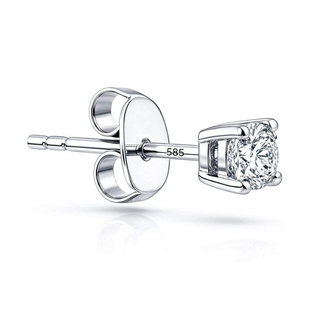 EinStein Diamant Single-Ohrstecker Herren Diamant Solitär EinStein Ohrstecker 14 Karat Weißgold, 0,17 Carat Herren Diamant Solitär EinStein Ohrringe 14 Karat Weißgold