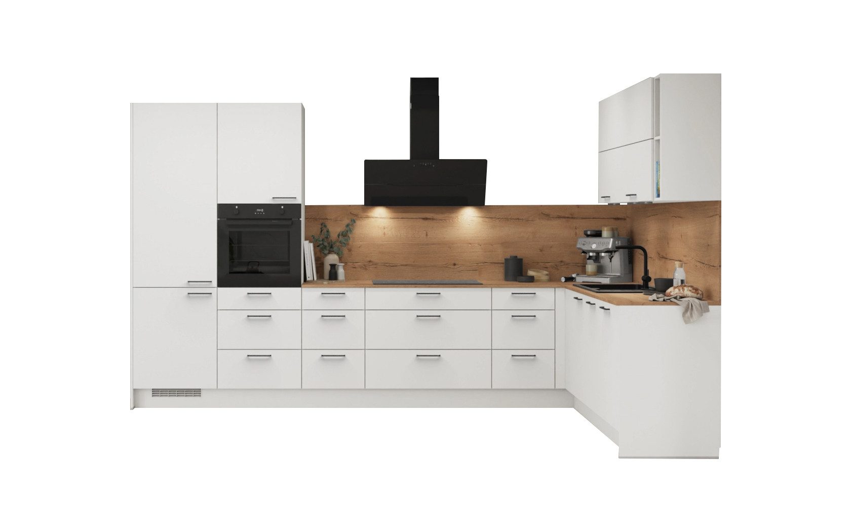 nobilia® Winkelküche Olmo, individuell anpassbar, gratis Küchenplanung mit Profis, (Breite 613.2 cm), vormontiert, wahlw. mit E-Geräten, inkl. Lieferung
