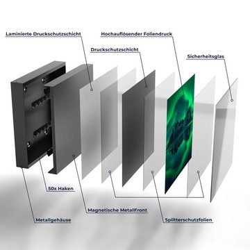 DEQORI Schlüsselkasten 'Vestrahorn im Polarlicht', Glas Schlüsselbox modern magnetisch beschreibbar