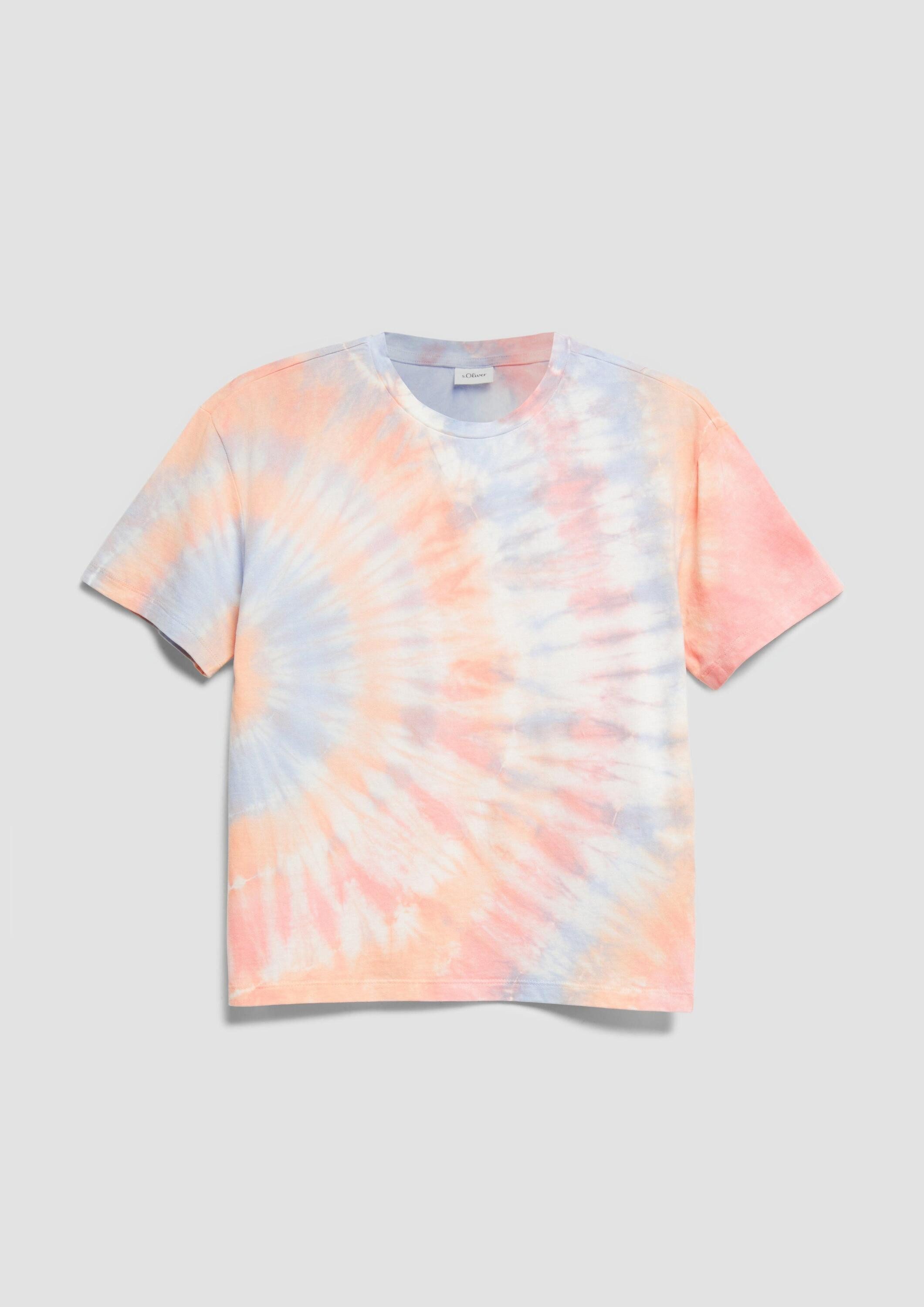 s.Oliver Kurzarmshirt T-Shirt Batik-Shirt im Boxy-Fit mit überschnittenen Schultern