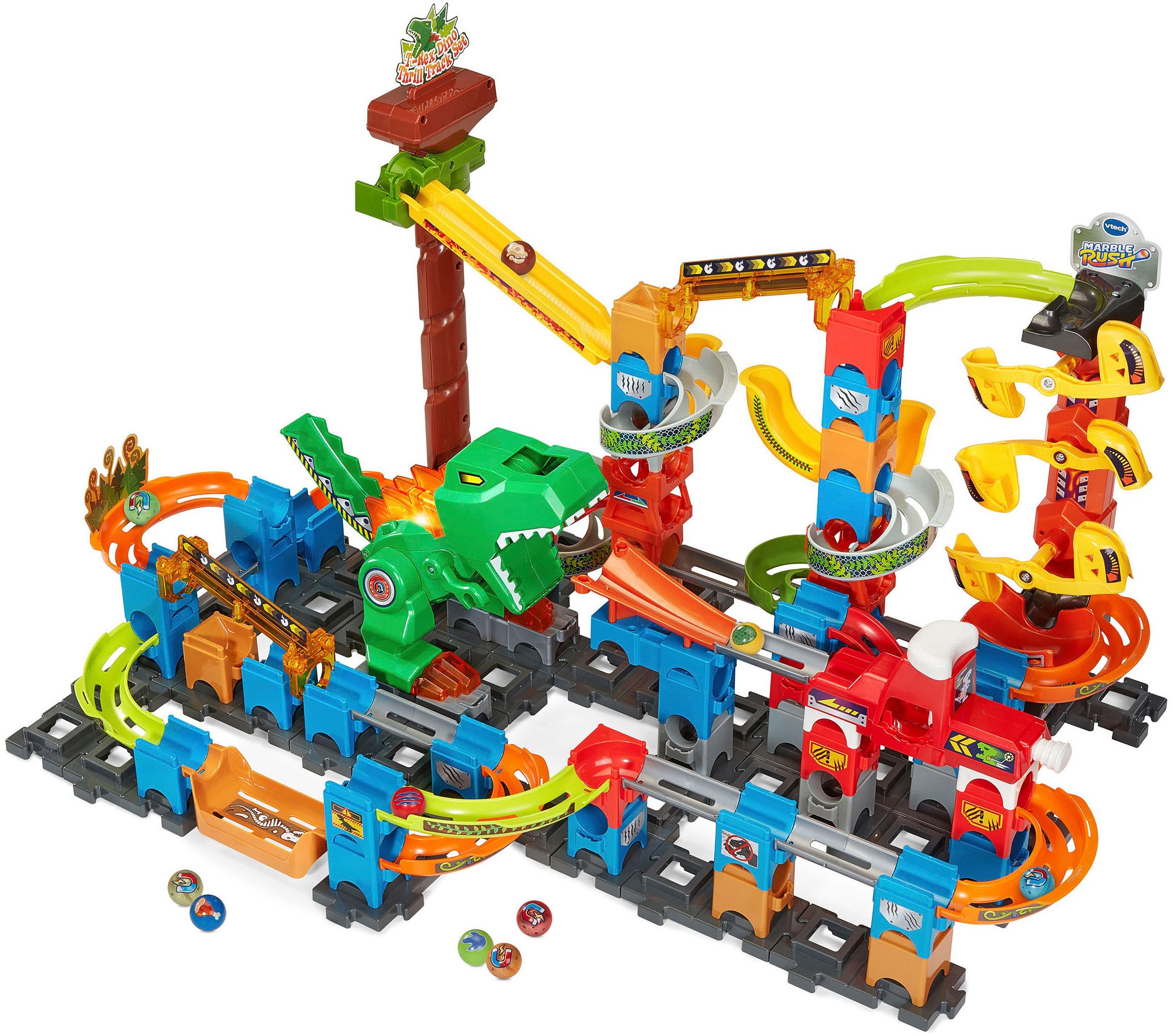 Vtech® Kugelbahn Marble Rush - Dino Adventures Magnetic Set XL400 E, mit Sound- und Lichteffekten