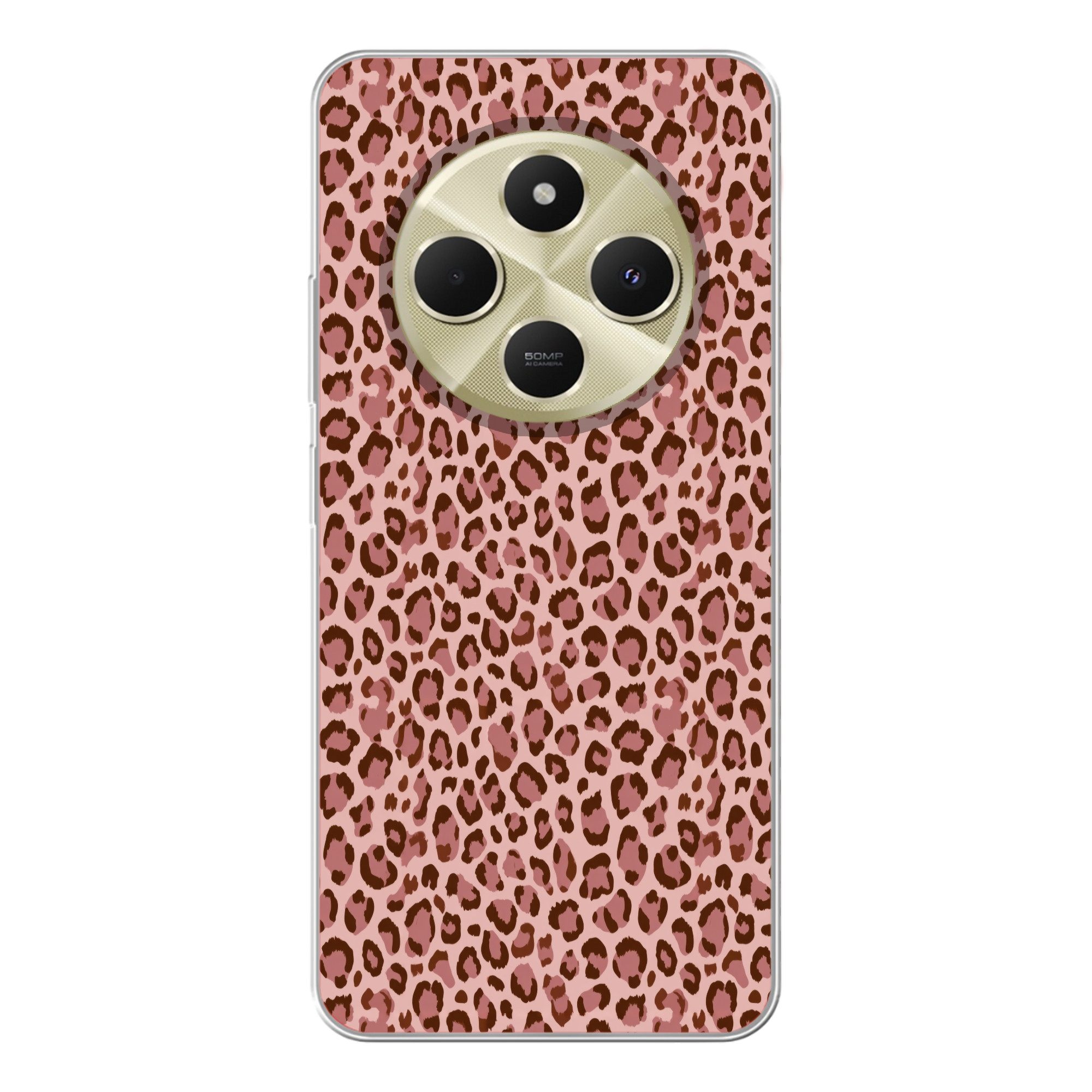 MuchoWow Handyhülle für Xiaomi Redmi 14C Leopard - Muster - Rosa, Handy Case, Silikon, Bumper Case Dünn