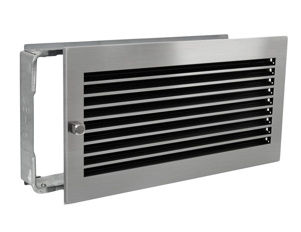 Lüftungsgitter Warmluftgitter WG 4523 MESM mit Edelstahl Blende 450x230 Abluftgitter, Regulierbare Lamellen mit Edelstahlblende