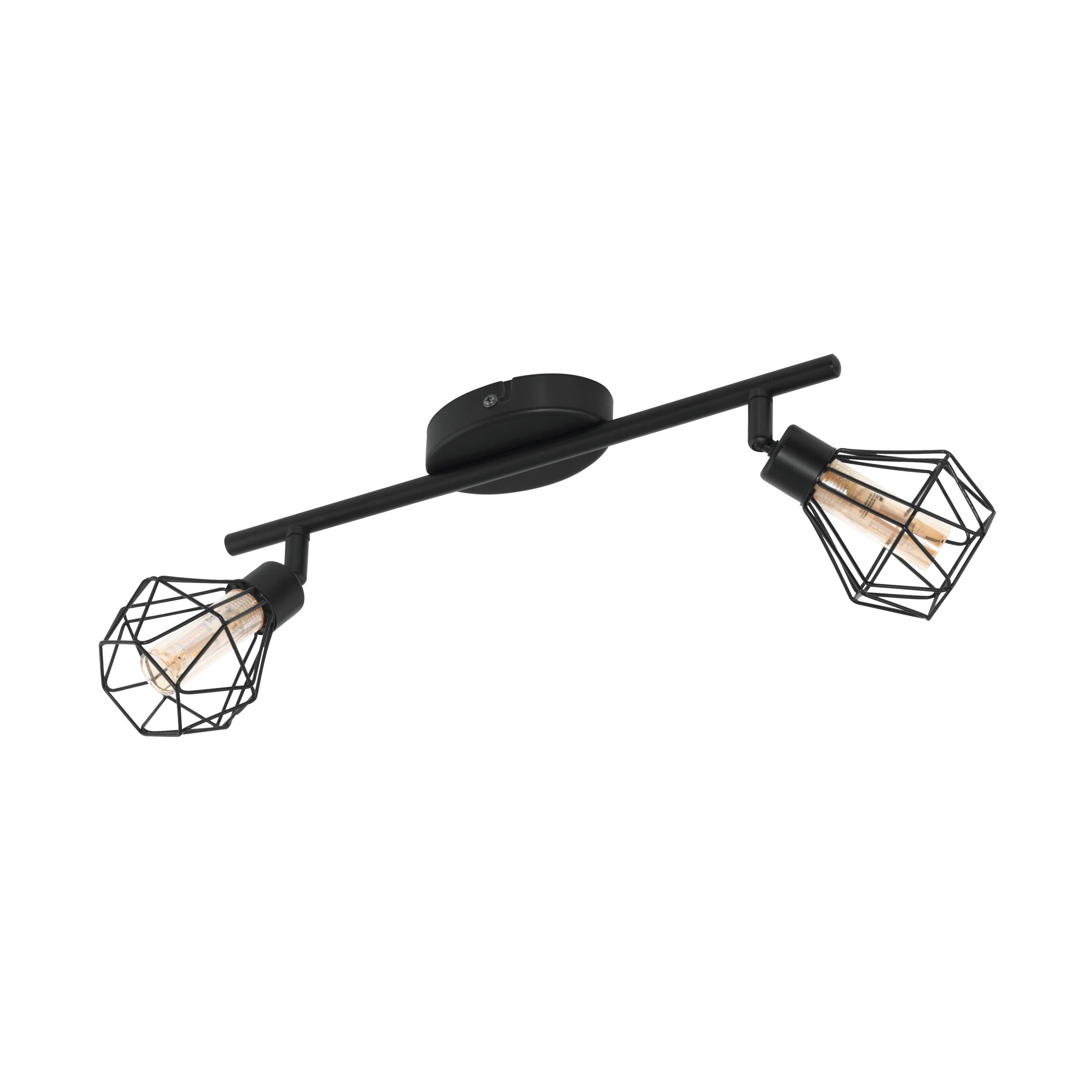 EGLO LED Deckenspot Zapata 1, Leuchtmittel inklusive, Vintage, Retro Look, Spot aus Stahl, Farbe: Schwarz, Glas: amber, G9