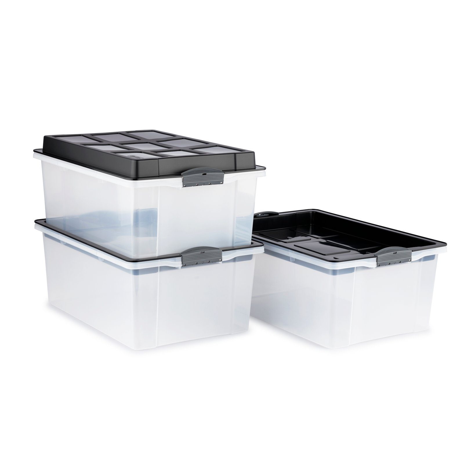 ROTHO Aufbewahrungsbox Jive Dome 3er-Set stapelbare A3 Aufbewahrungsbox 38l mit Deckel