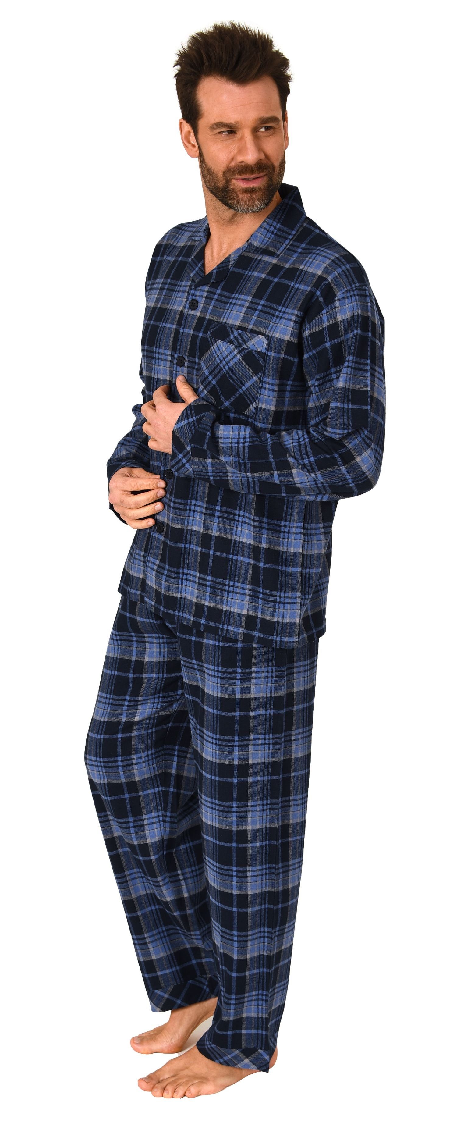 Normann Pyjama Durchgeknöpfter Herren Flanell Schlafanzug langarm, Pyjama k günstig online kaufen
