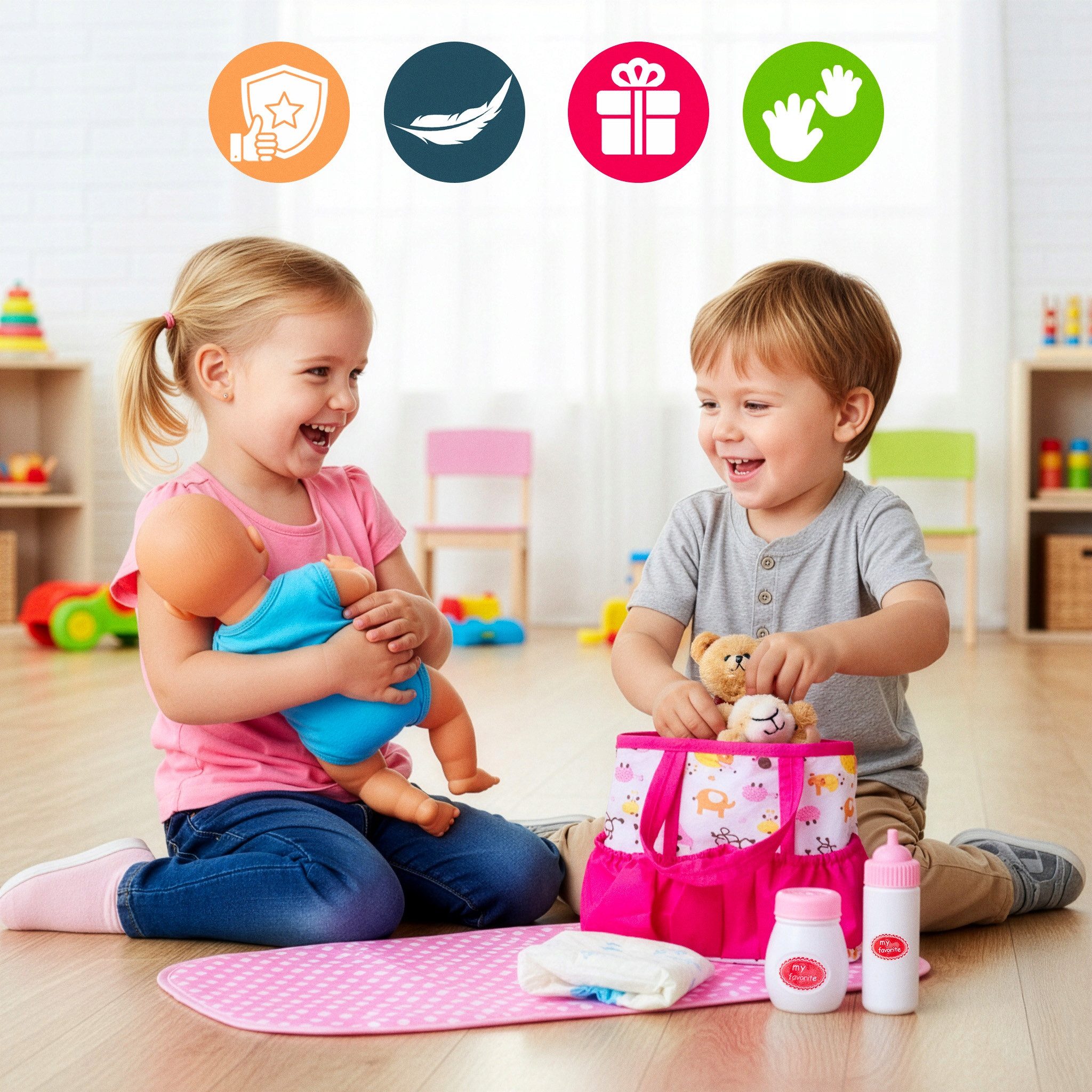 Kinderplay Dolls & Strollers Puppen Accessoires-Set Puppen Pflegeset mit Ta günstig online kaufen