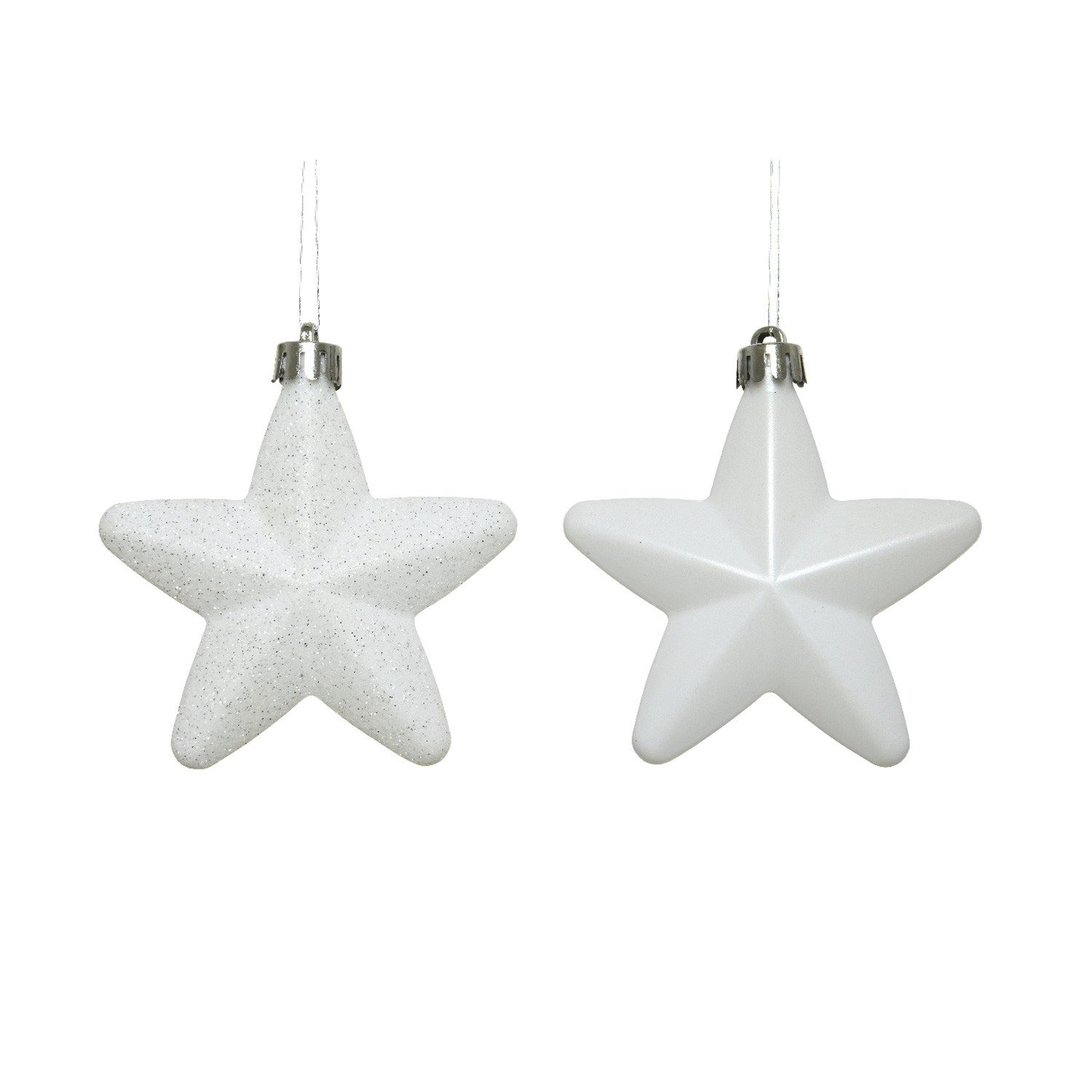 MARELIDA Christbaumschmuck Weihnachtsbaumschmuck Sterne bruchfest glänzend glitzernd weiß 6St.
