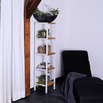 dibea Regal Regal aus Bambus, Badezimmerregal, Wohnzimmerregal, Küchenregal, mit 5 Ablageflächen, 33 x 33 x 146 cm