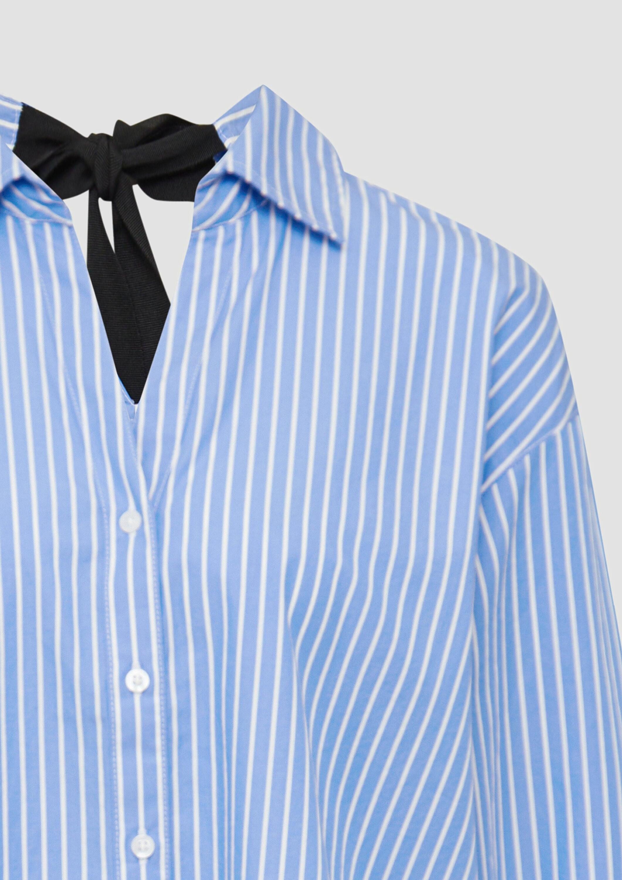 s.Oliver Langarmbluse Bluse Gestreifte Popeline-Bluse im Relaxed Fit mit Schleifen-Detail