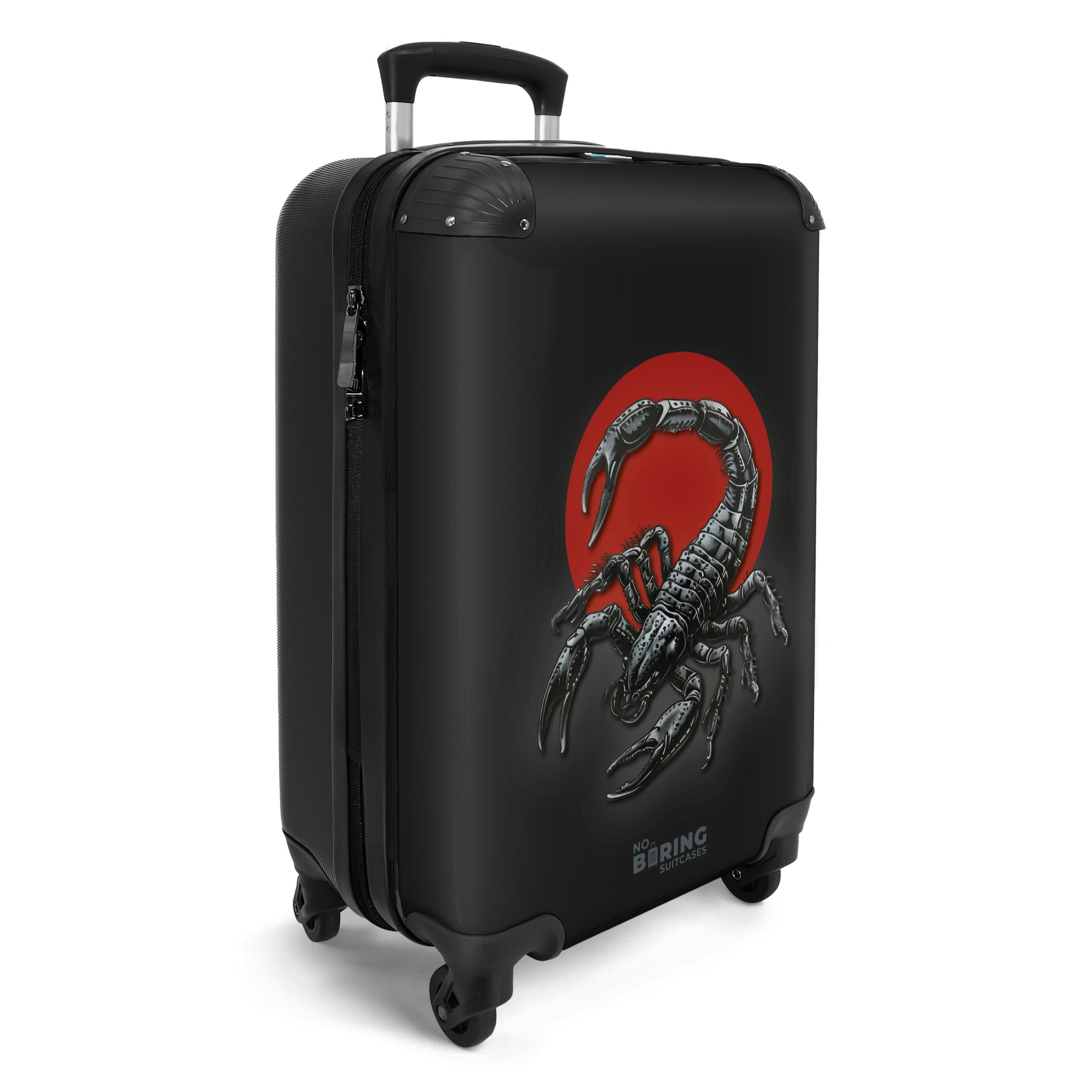 NoBoringSuitcases.com© Hartschalen-Trolley Schwarz mit rotem Kreis günstig online kaufen