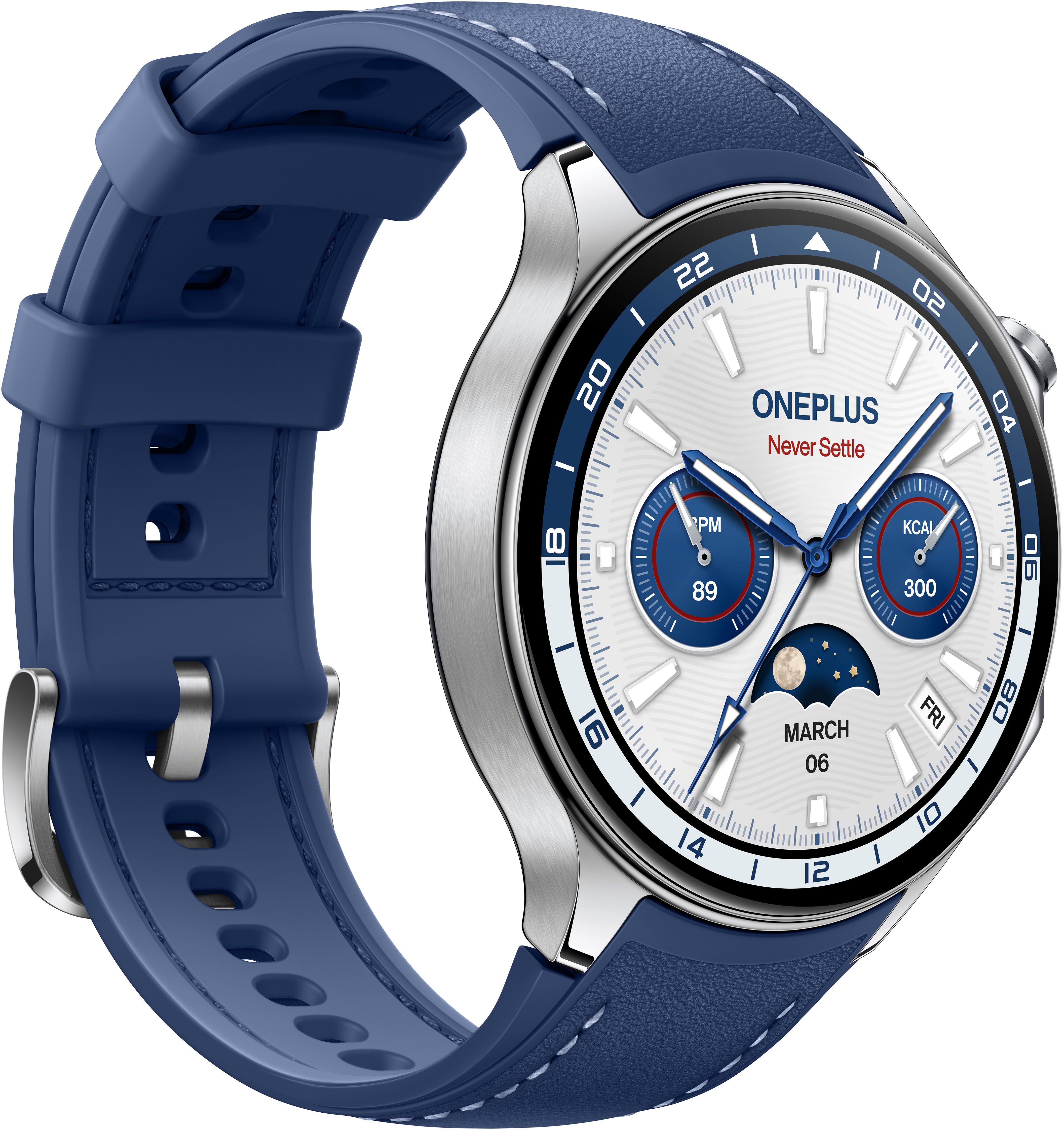OnePlus Watch 2 Nordic Blue Edition Smartwatch (1,43 Zoll, Wear OS 4 + RTOS)