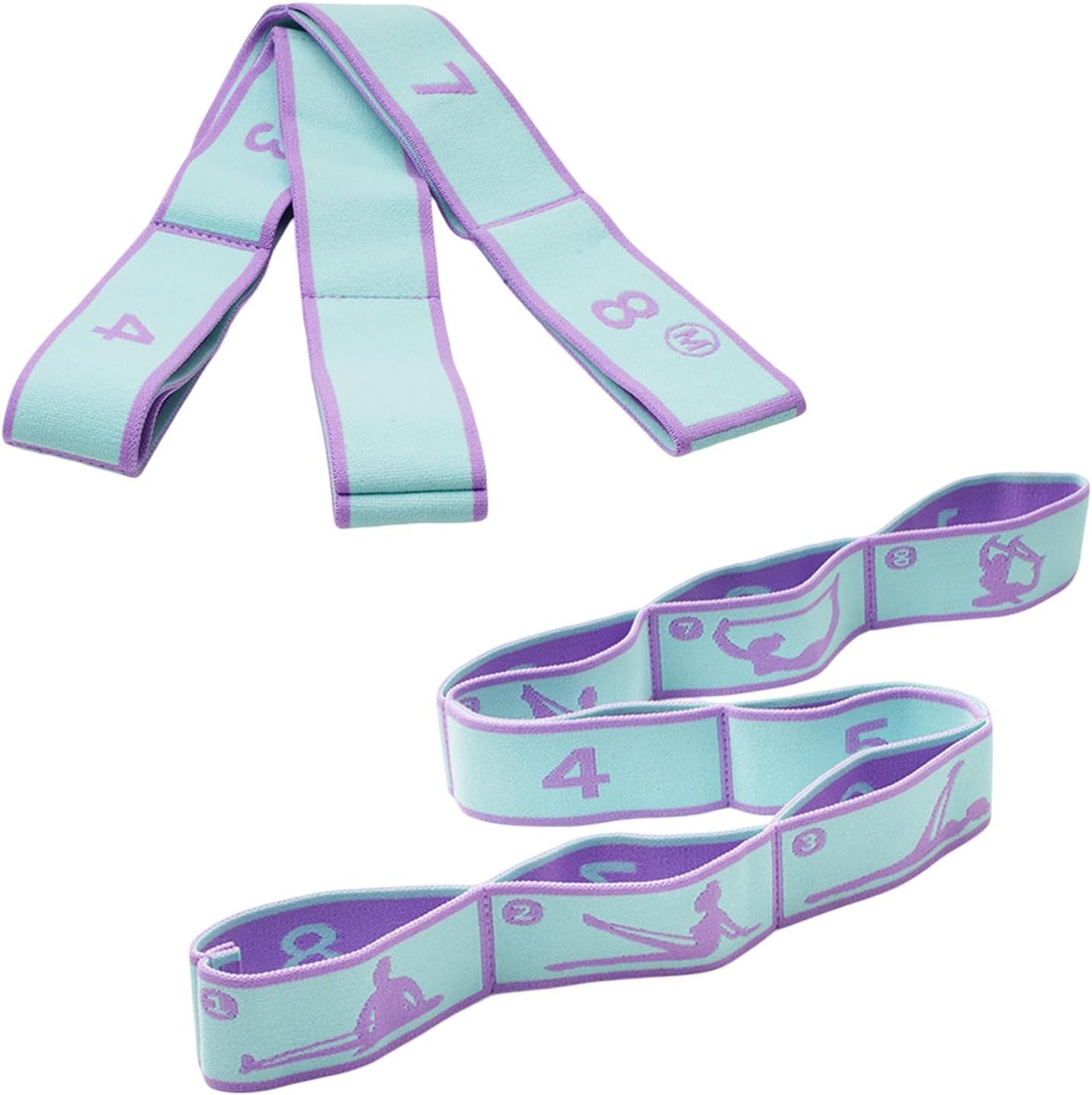 Coonoor Trainingsbänder 2 Stück Yoga Gurt Gymnastikband 8Schlaufen,Elastisches Resistance Band