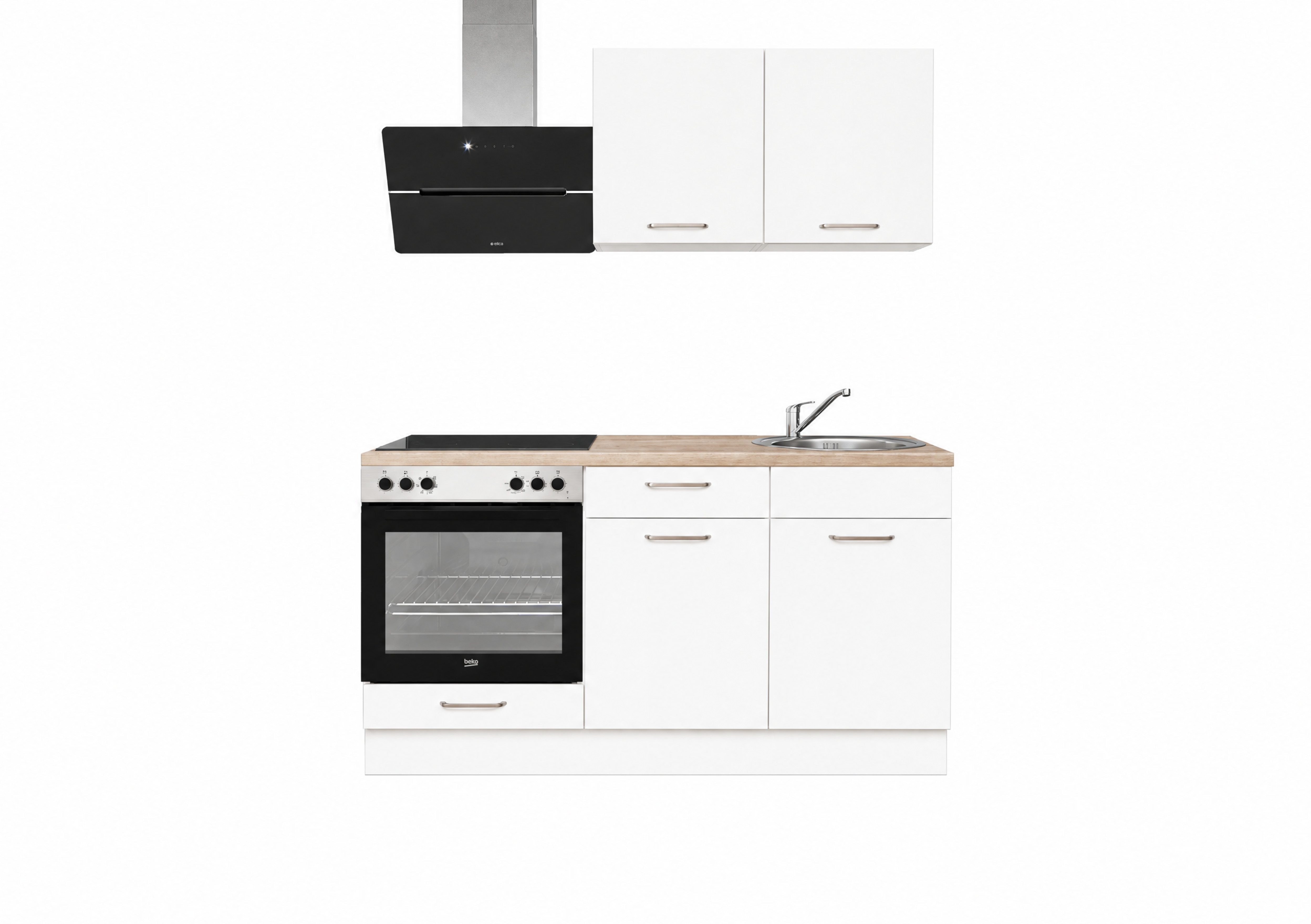 pino Küchenzeile Auxerre, individuell anpassbar, gratis Küchenplanung mit Profis, (Breite 160cm), vormontiert, wahlw. mit E-Geräten, Preis inkl. Lieferung