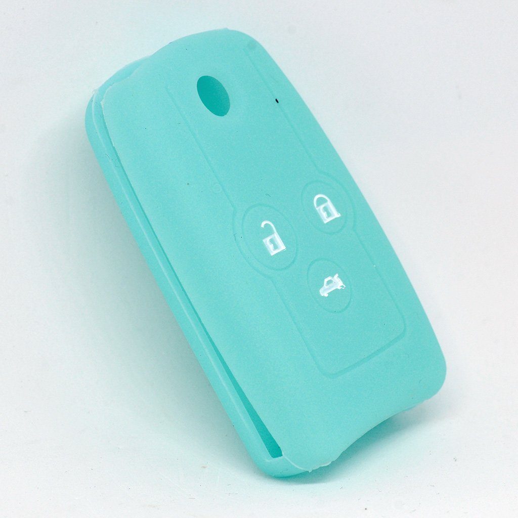 mt-key Schlüsseltasche Autoschlüssel Softcase Silikon Schutzhülle fluoreszierend Blau, für Honda Accord Jazz Civic CR-V 3 Tasten Klappschlüssel