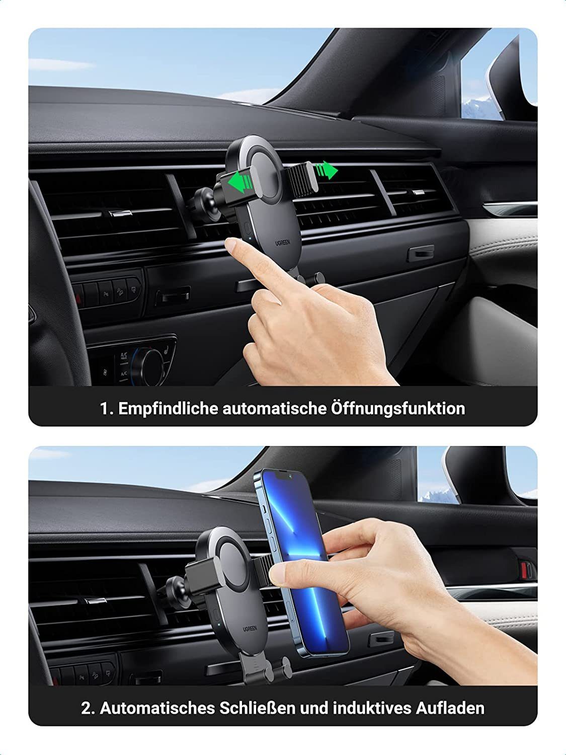 UGREEN Smartphone-Halterung Automatischer Induktion Wireless Charger 15W Ladegerät