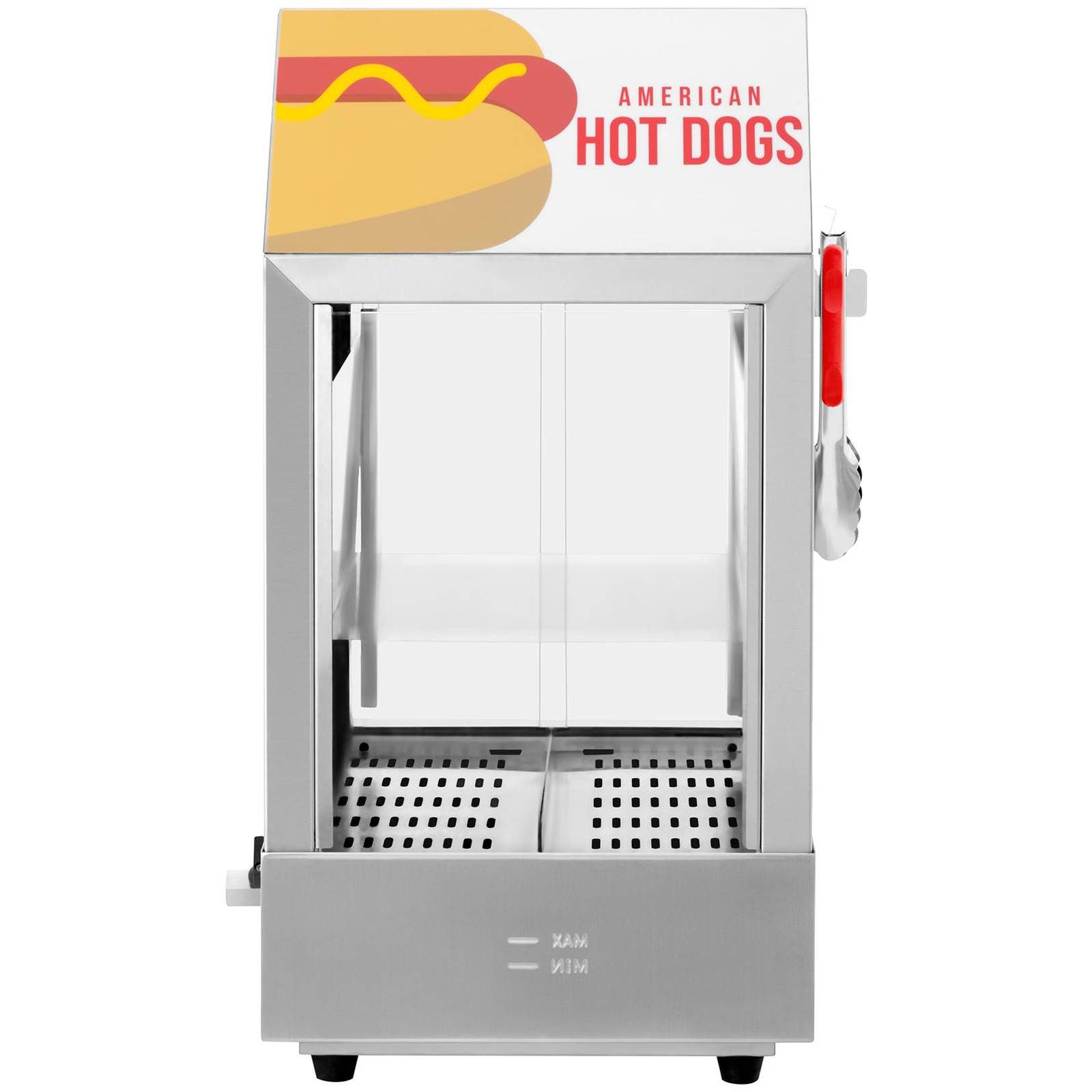 Royal Catering Hotdog-Maker Würstchenwärmer Erhitzer 100 Würstchen 25 Brötchen Hot Dog Steamer, 1000 W