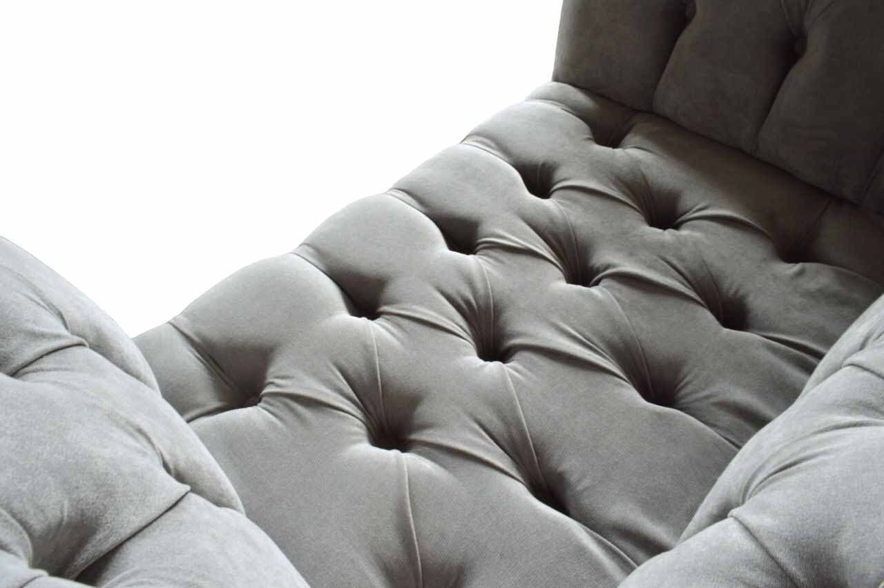 Ohrensessel Couch Wohnzimmer, Grau Sessel Sessel In Europe Graue Stoffsofa JVmoebel Made Chesterfield