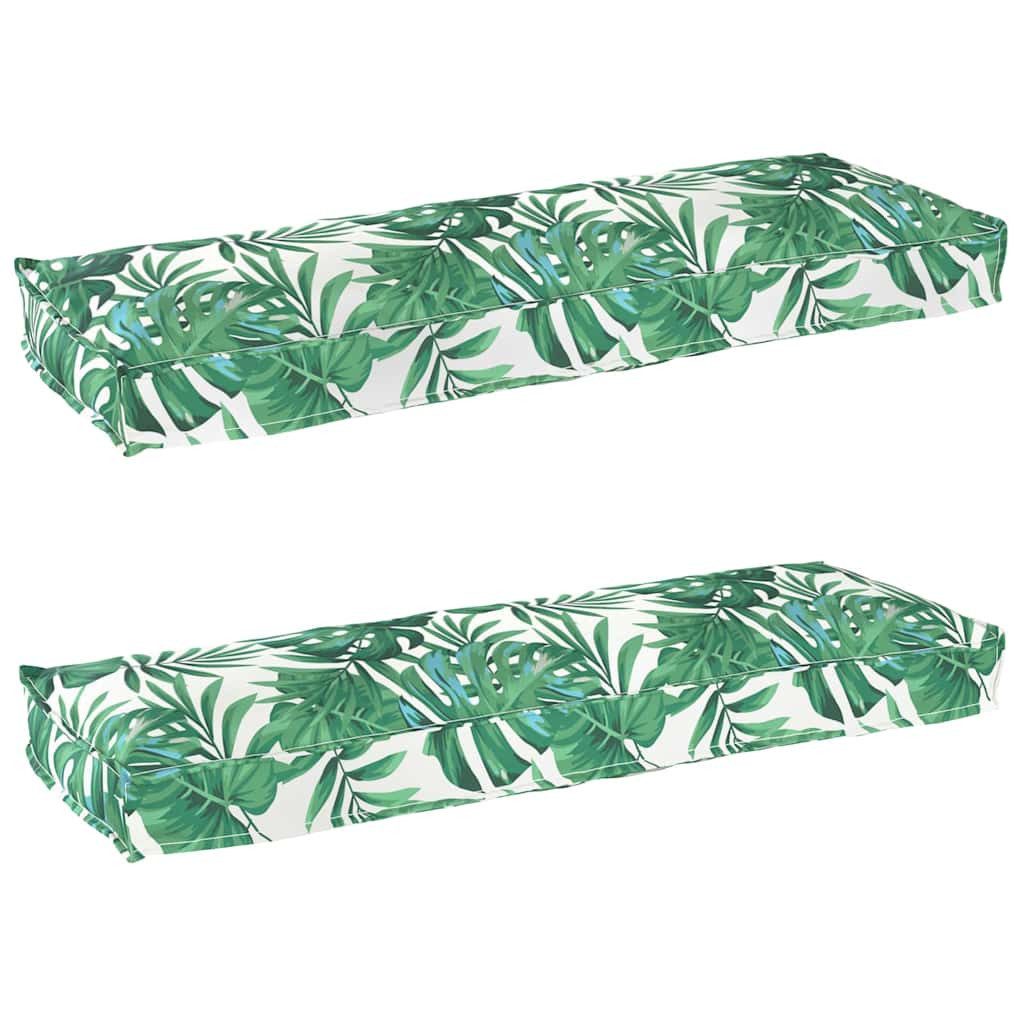 vidaXL Sitzauflage Pallet Kissen Set Floral 2 pcs Blattmuster 120 x 40 x 8 cm, (2 St)