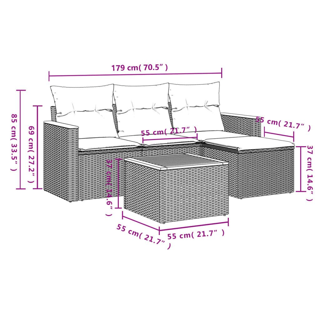 vidaXL Gartenlounge-Set 5-tlg. Garten-Sofagarnitur mit Kissen günstig online kaufen