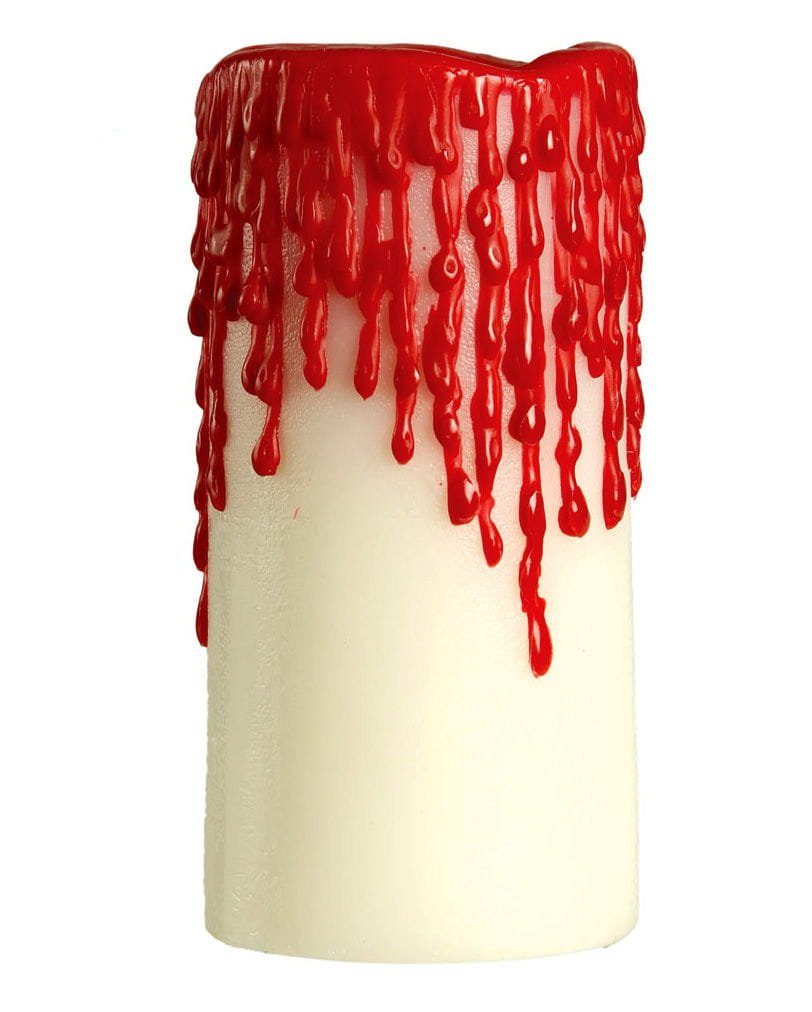 Horror-Shop Kerzenständer Weiße Kerze mit Blut 10 x 5 cm