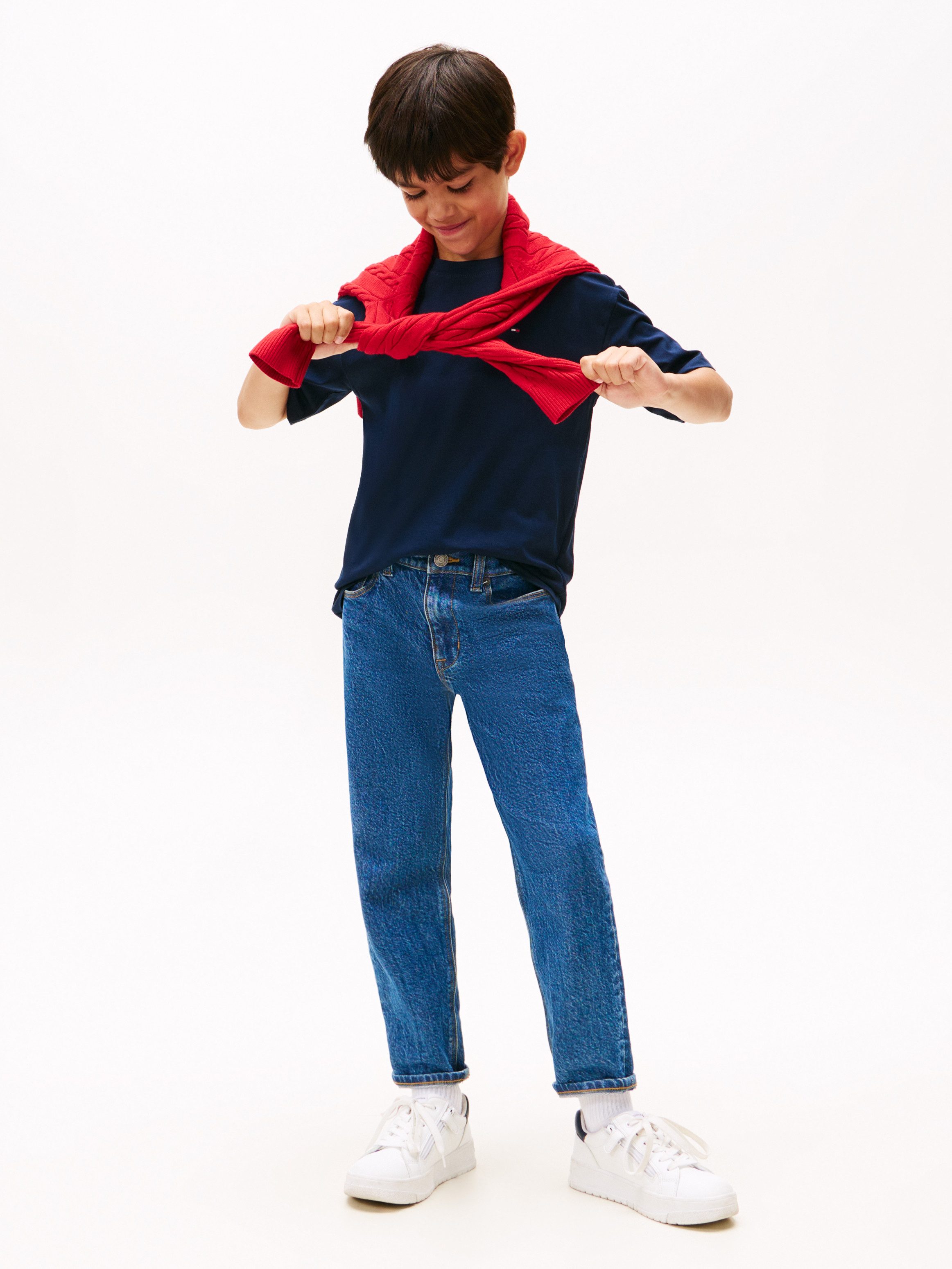 Tommy Hilfiger T-Shirt ESSENTIAL ARCHIVE FIT TEE SS Kinder bis 16 Jahre, Rundhals, Logostickerei