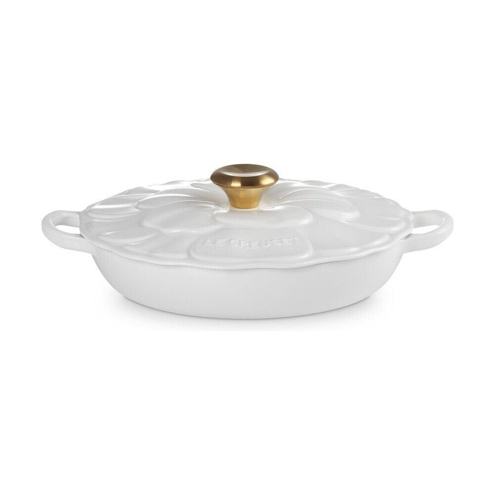 LE CREUSET Kochtopf Gourmet-Profitopf Blume 26 cm Weiß, Gusseisen, Gourmet-Profitopf Blume, Ø26cm, Gusseisen, Weiß