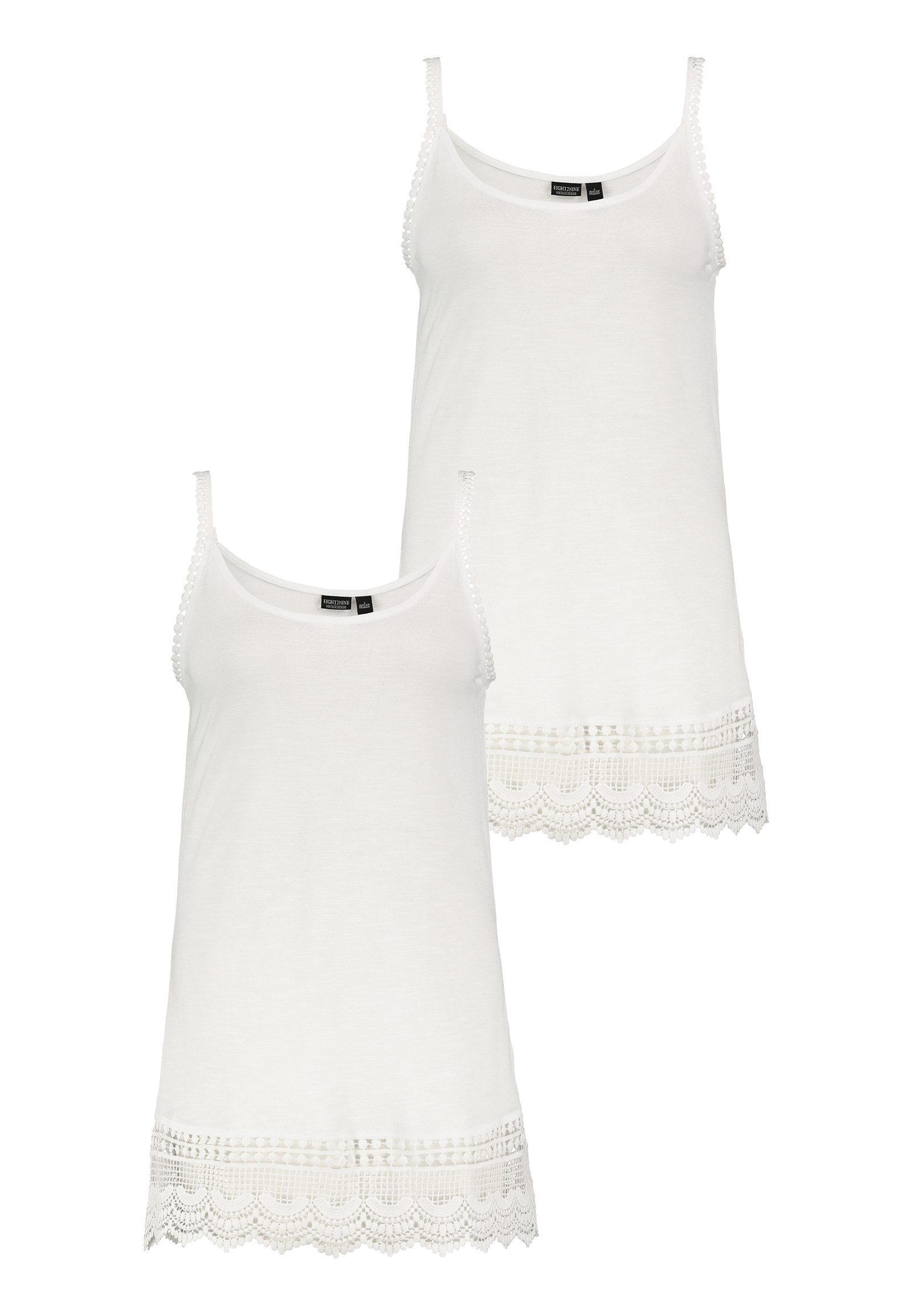 Eight2Nine Shirtkleid 2er-Set Spaghetti Top mit Häkelspitze und Spitzensaum günstig online kaufen