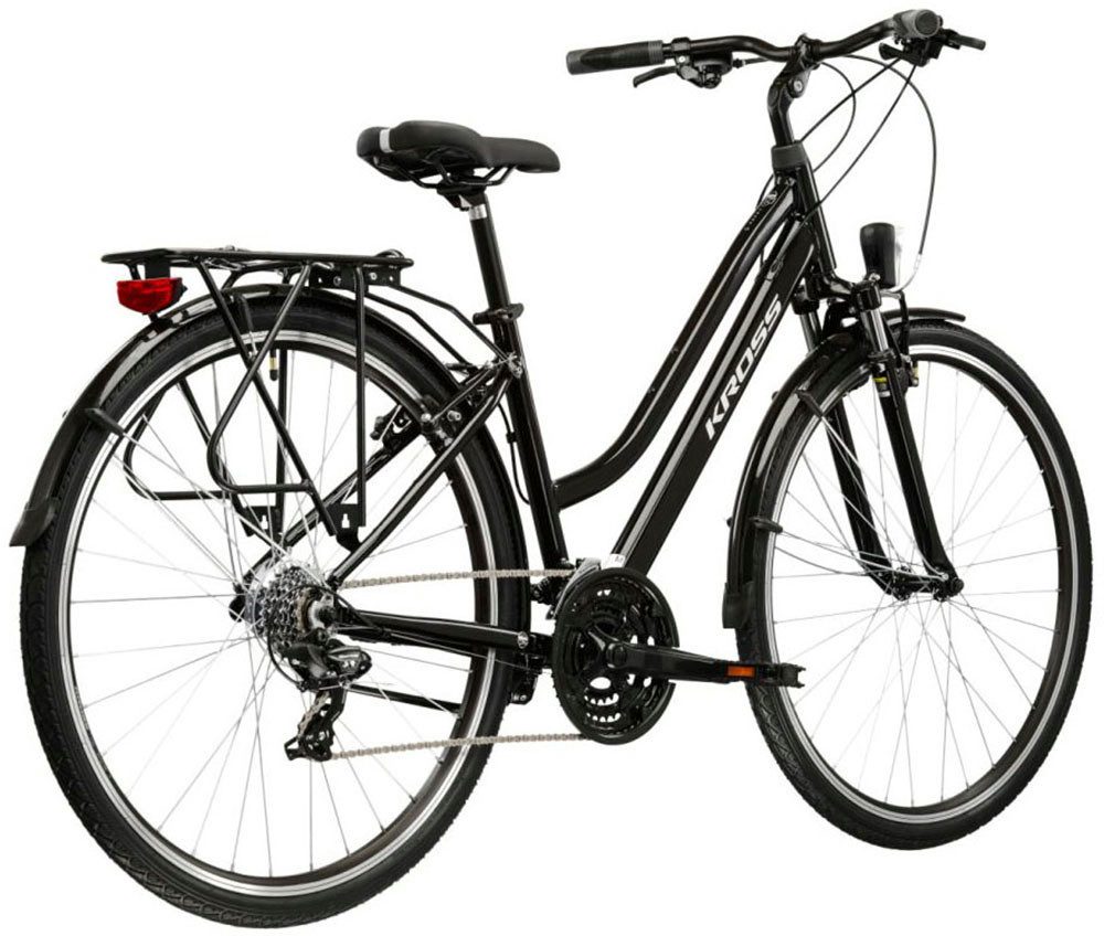 Kross Trekkingrad Damen-Trekkingrad 28" Trans 1.0 Schwarz 21 Gänge, 21 Gang Shimano TOURNEY TY300 Schaltwerk, Kettenschaltung