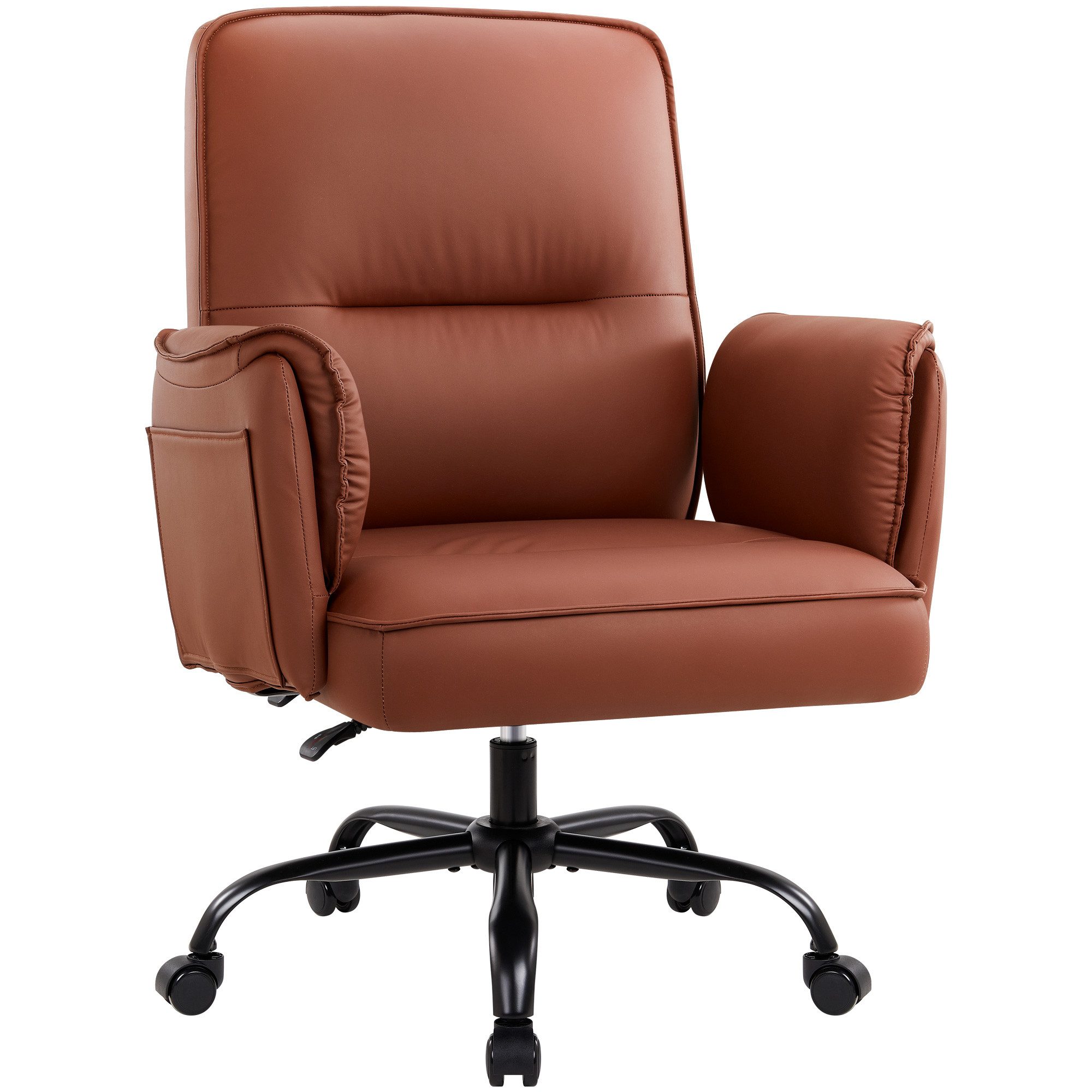 IWMH Chefsessel Ergonimischer Bürostuhl mit Armlehnen (Höhenverstellbarer Einzelsofa mit Rollen), Schreibtischstuhl für Büro Wohnzimmer Schlafzimmer Gaming