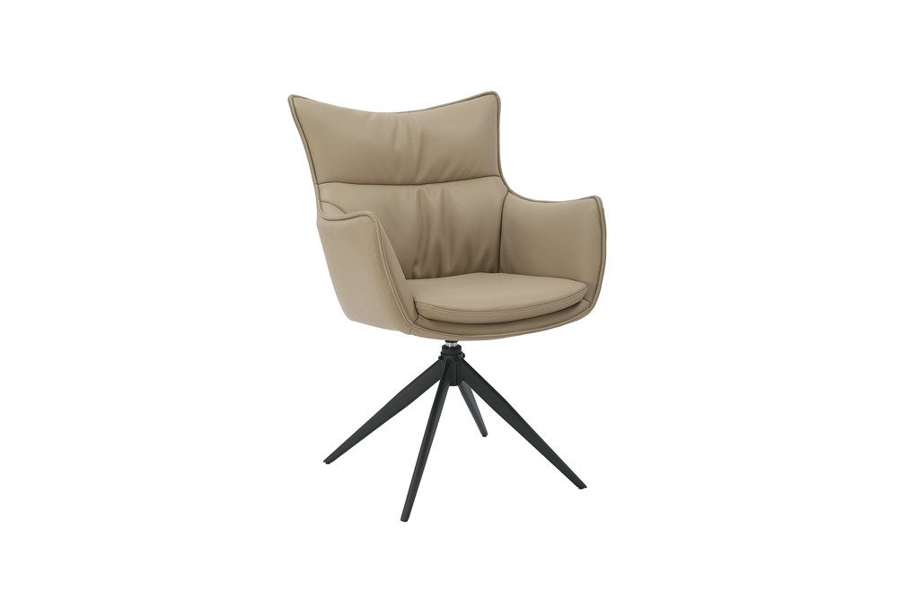 riess-ambiente Drehstuhl VOGUE taupe/schwarz - Kunstleder, Metall, 360° drehbar, mit Armlehne (Einzelartikel, 1 St), moderner Polsterstuhl - ideal für Ess-, Arbeits-, Wohnzimmer & Büro