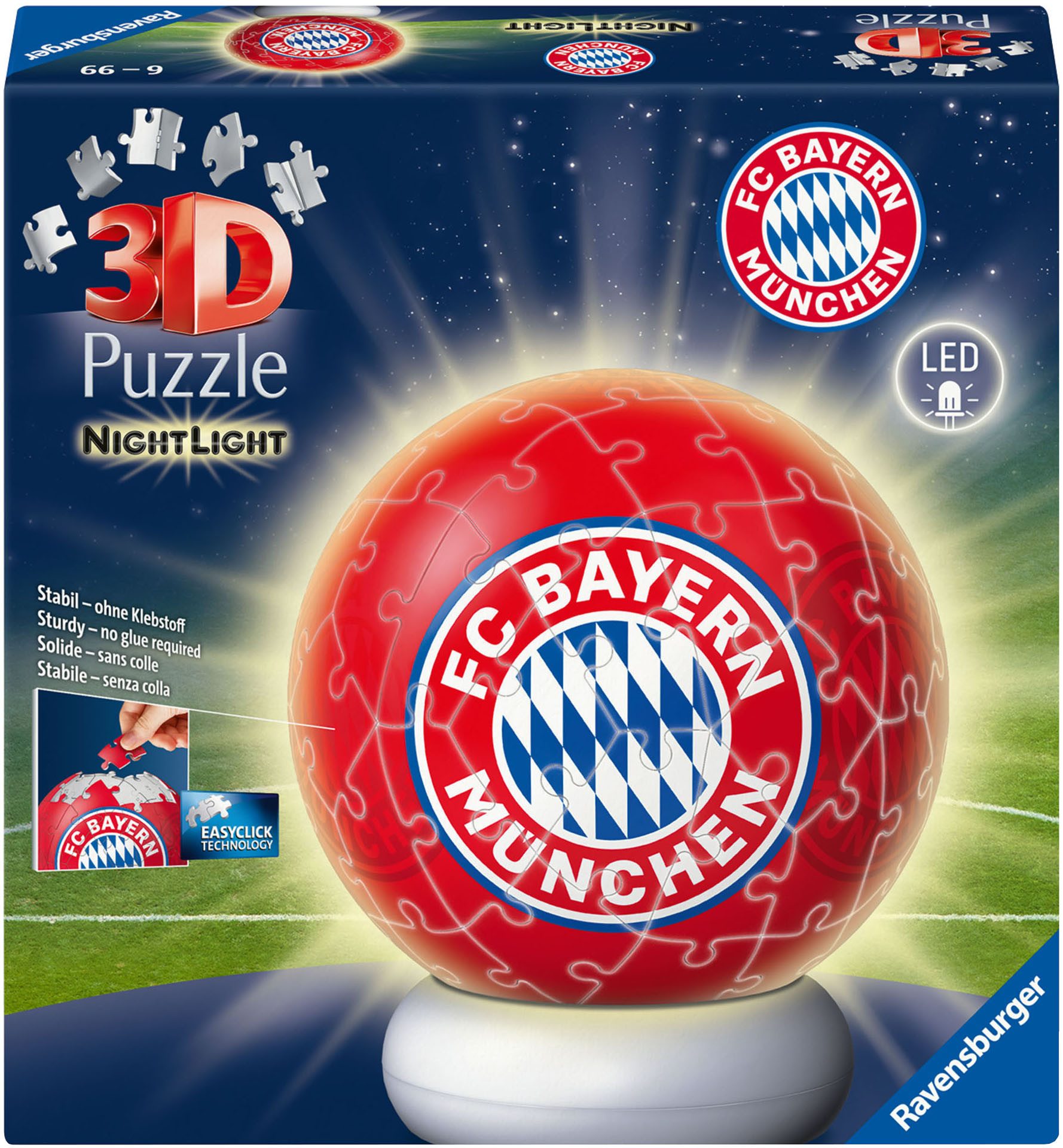 Ravensburger Puzzleball Nachtlicht FC Bayern München, 72 Puzzleteile, beleuchtet