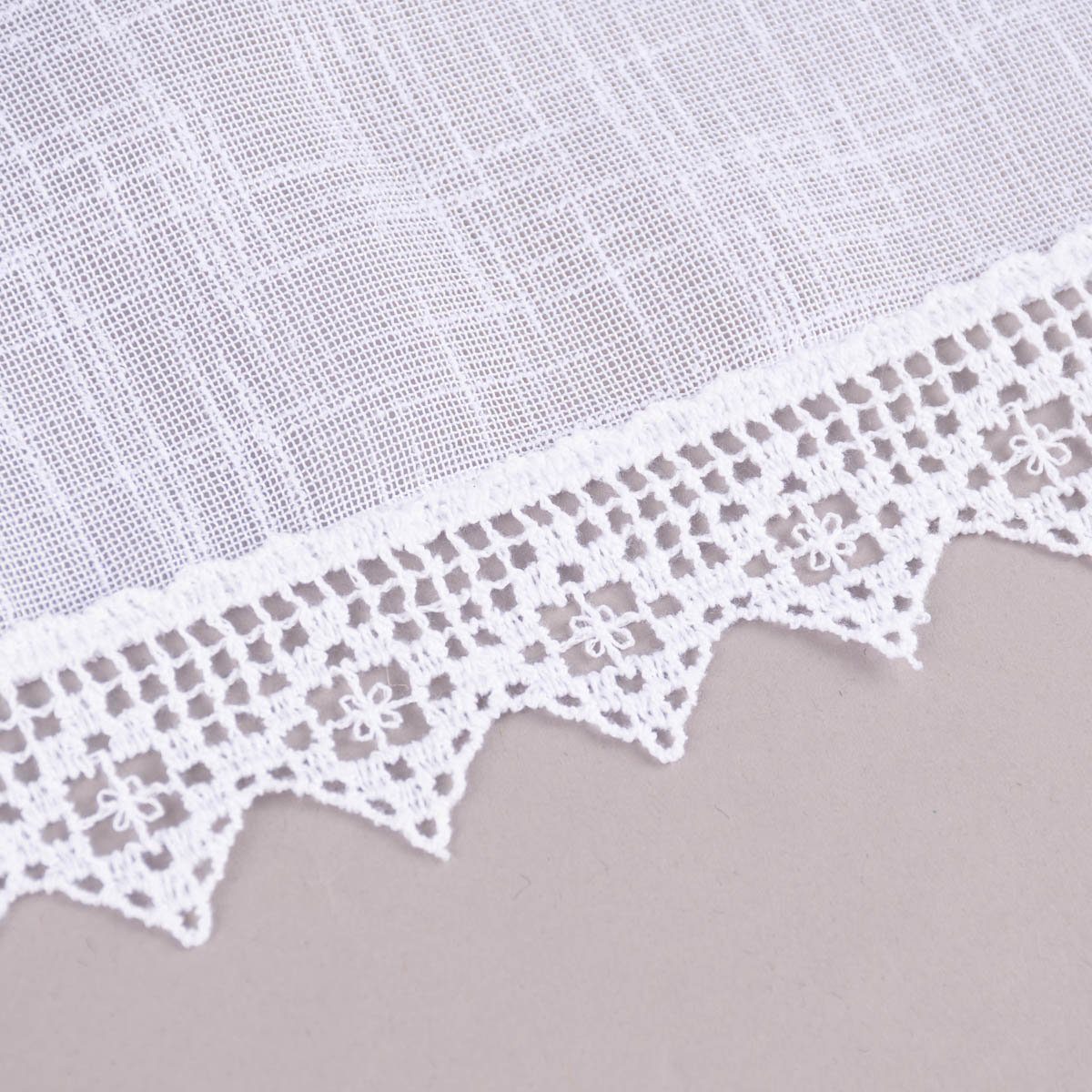 SCHÖNER LEBEN. Stoff Seitenschal Gardine Häkel-Spitze Meterware Landhaus Leinenstruktur we, pflegeleicht